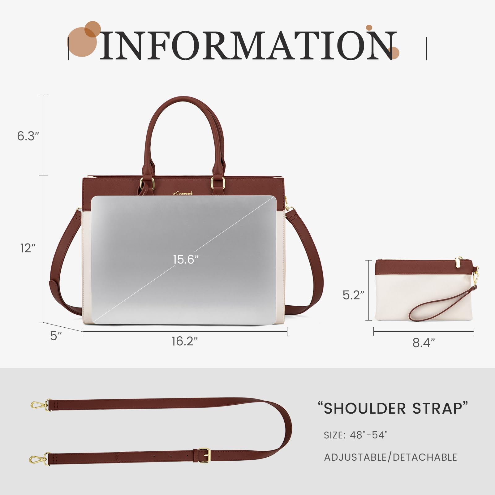 Foto 3 | Bolsa De Mano Para Portátil Lovevook Para Mujer De 15.6 Pulgadas A Prueba De Agua - Venta Internacional.