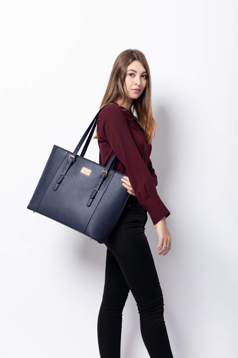Foto 7 pulgar | Bolsa De Mano Para Portátil Lovevook Professional Para Mujer, Color Azul Marino - Venta Internacional.