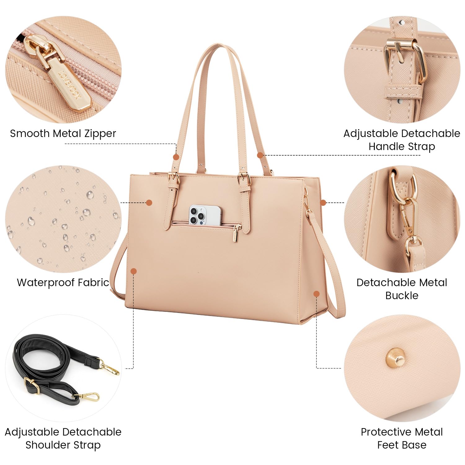 Foto 3 | Bolsa Para Portátil Lovevook Para Mujer, Moderna Bolsa De Ordenador De Gran Capacidad, Juego De Band - Venta Interna