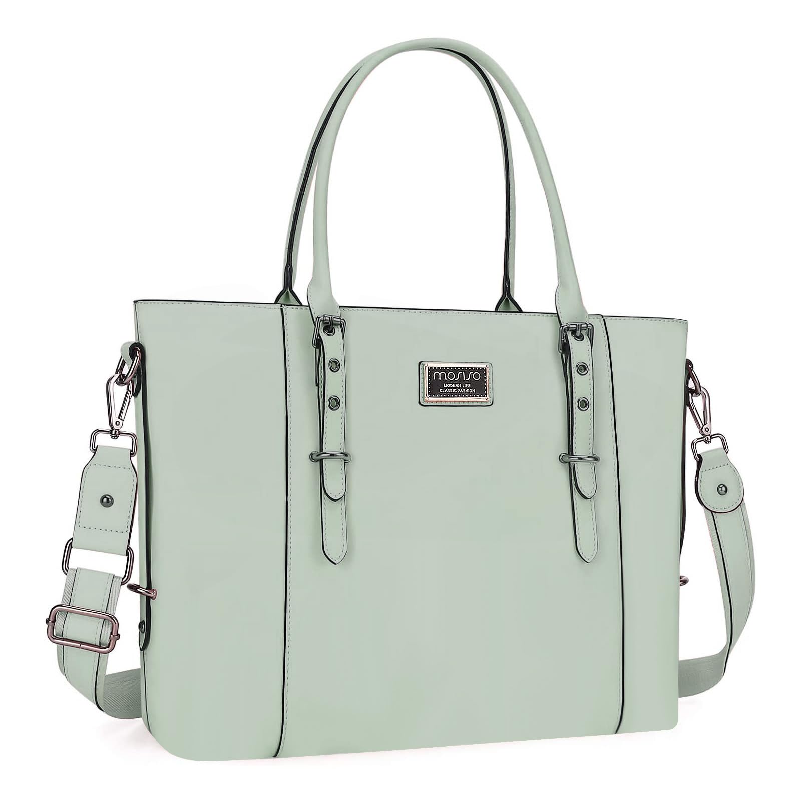 Foto 2 pulgar | Bolsa Mosiso De Piel Sintética Para Portátil Para Mujer De 17 A 17 Pulgadas, Color Verde - Venta Internacional.