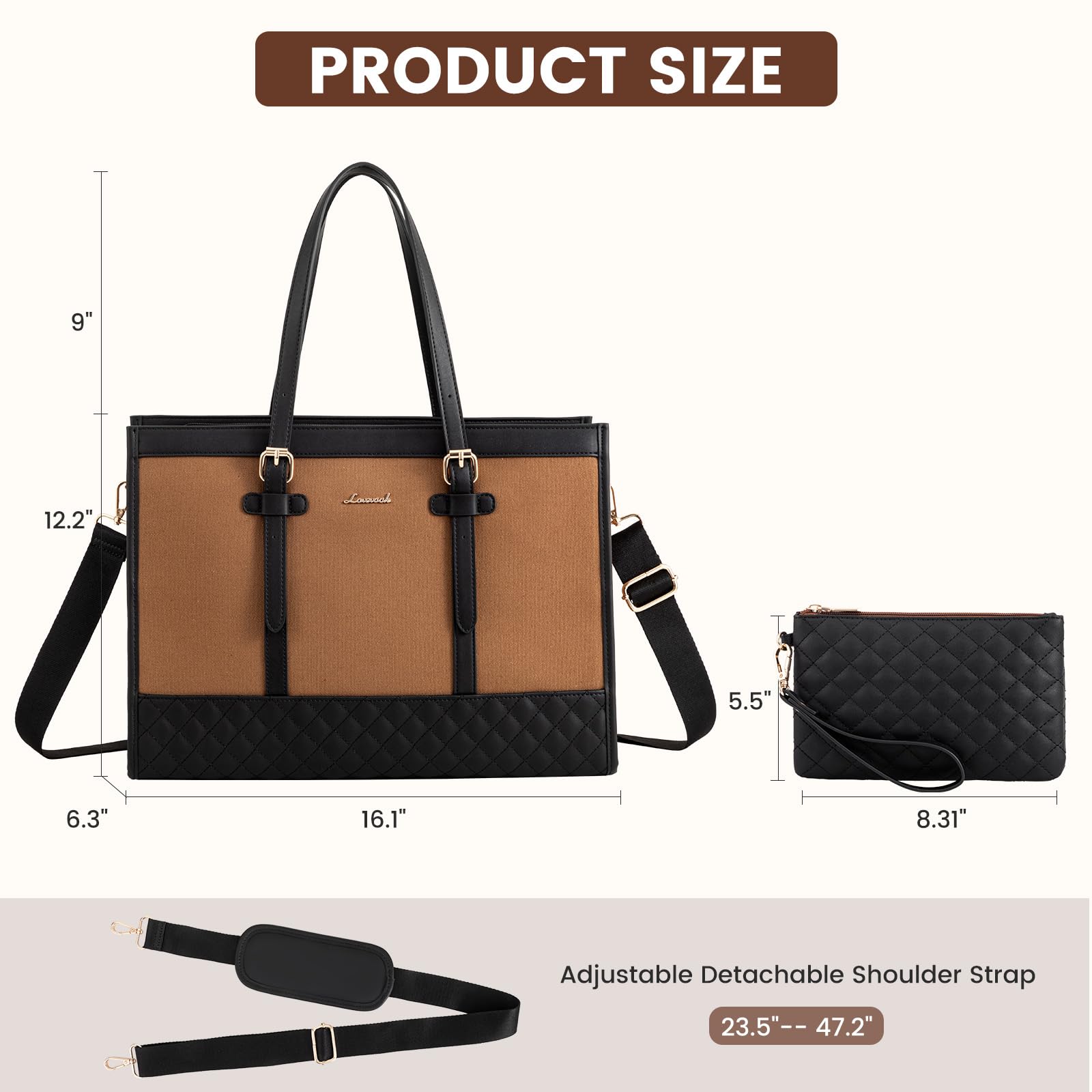 Foto 3 pulgar | Bolsa De Lona Para Portátil Lovevook Para Mujer De 15.6 Pulgadas Con Embrague - Venta Internacional.