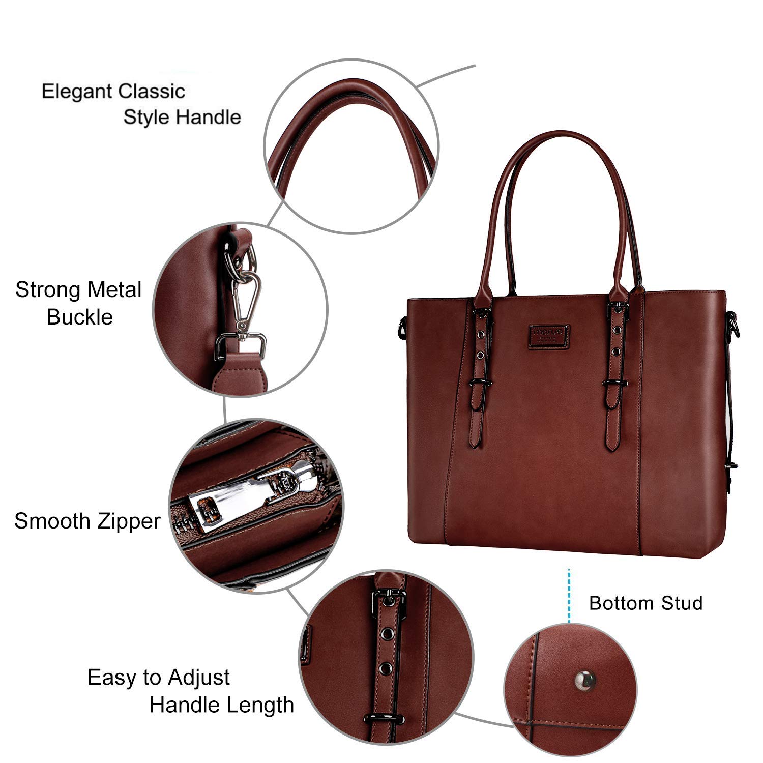 Foto 4 | Bolsa Mosiso Para Portátil, Piel Sintética, 17-17,3 Pulgadas, Impermeable, Marrón - Venta Internacional.