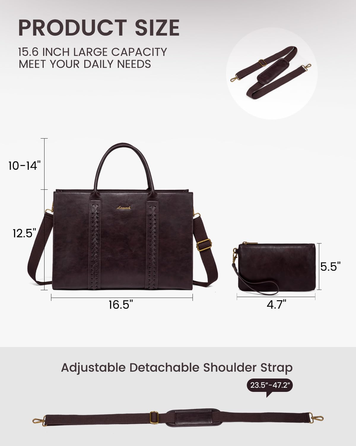 Foto 4 pulgar | Bolsa De Mano Para Portátil Lovevook, Piel Vintage, 15.6 Pulgadas, Impermeable - Venta Internacional.