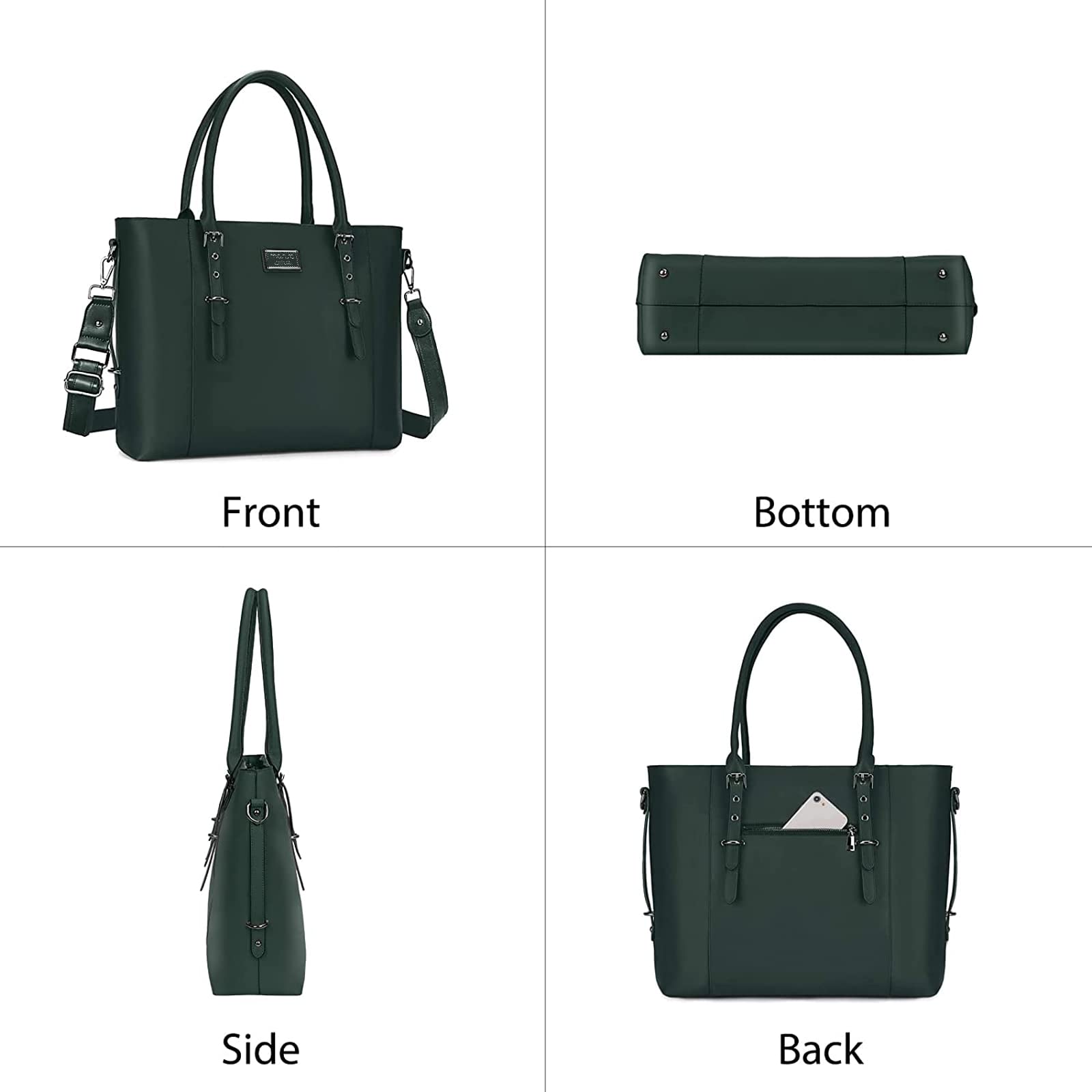 Foto 4 | Bolsa Mosiso De Piel Sintética Para Portátil Para Mujer De 17 A 17 Pulgadas, Color Verde - Venta Internacional.