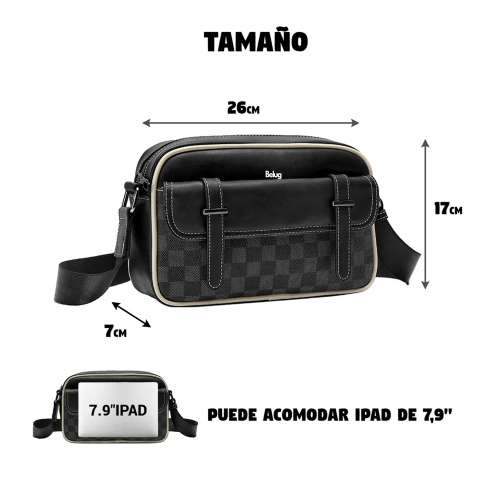 Foto 3 pulgar | Bolso De Hombro A Cuadros Informal De Negocios Belug, Negro