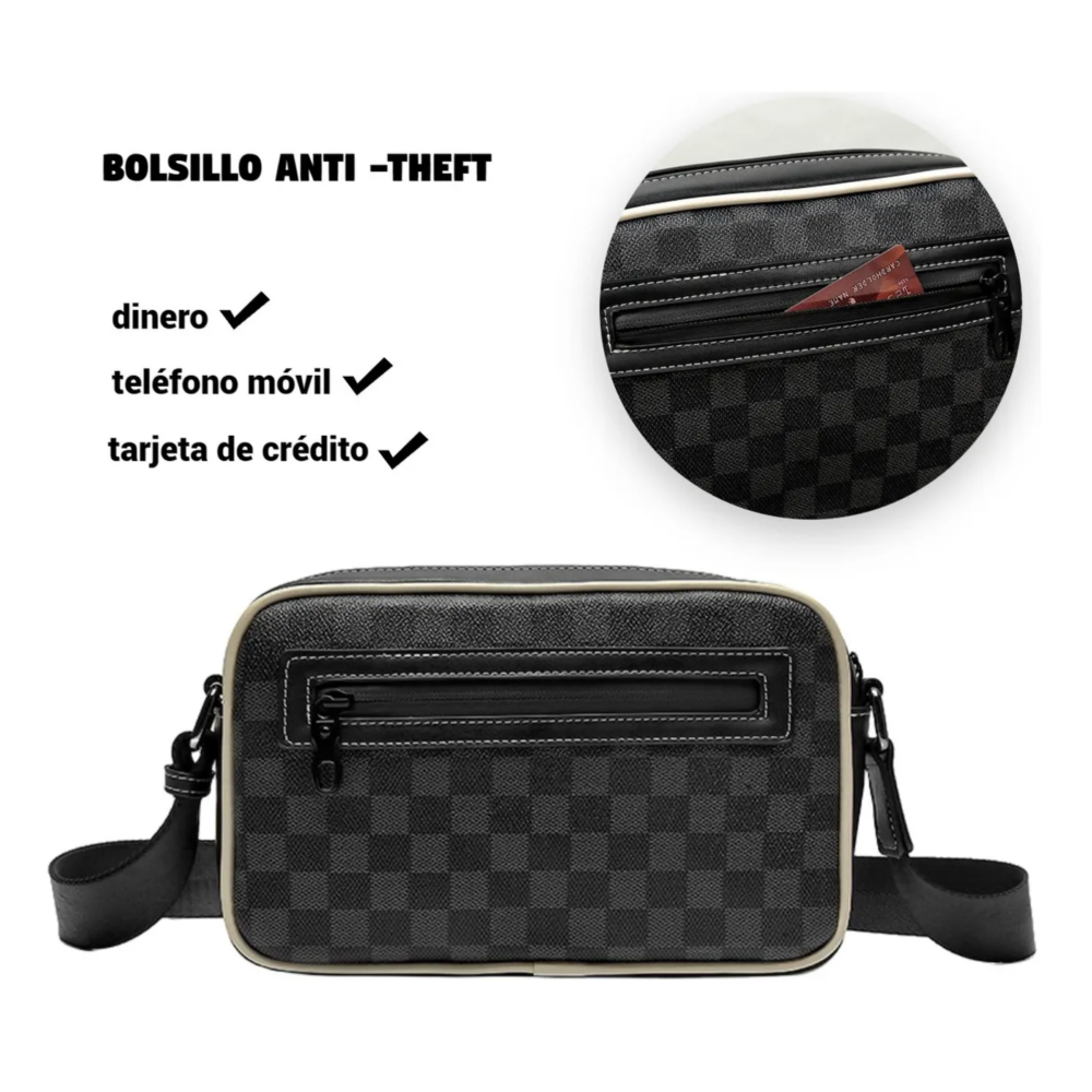 Foto 4 pulgar | Bolso De Hombro A Cuadros Informal De Negocios Belug, Negro