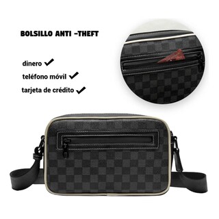 Foto 3 | Bolso De Hombro A Cuadros Informal De Negocios Belug, Negro