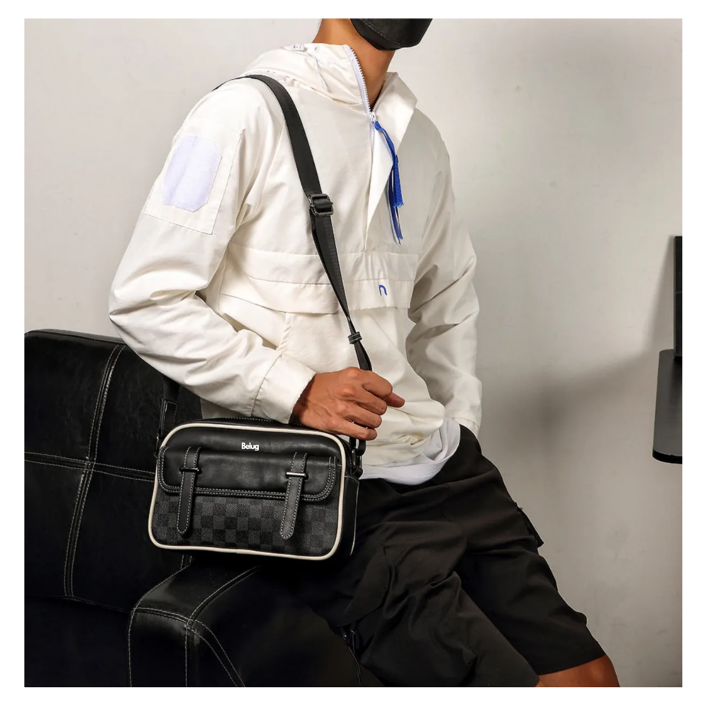 Foto 6 pulgar | Bolso De Hombro A Cuadros Informal De Negocios Belug, Negro