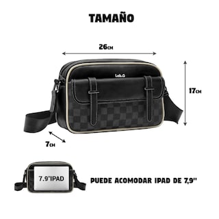 Foto 2 | Bolso De Hombro A Cuadros Informal De Negocios Lab.g, Negro