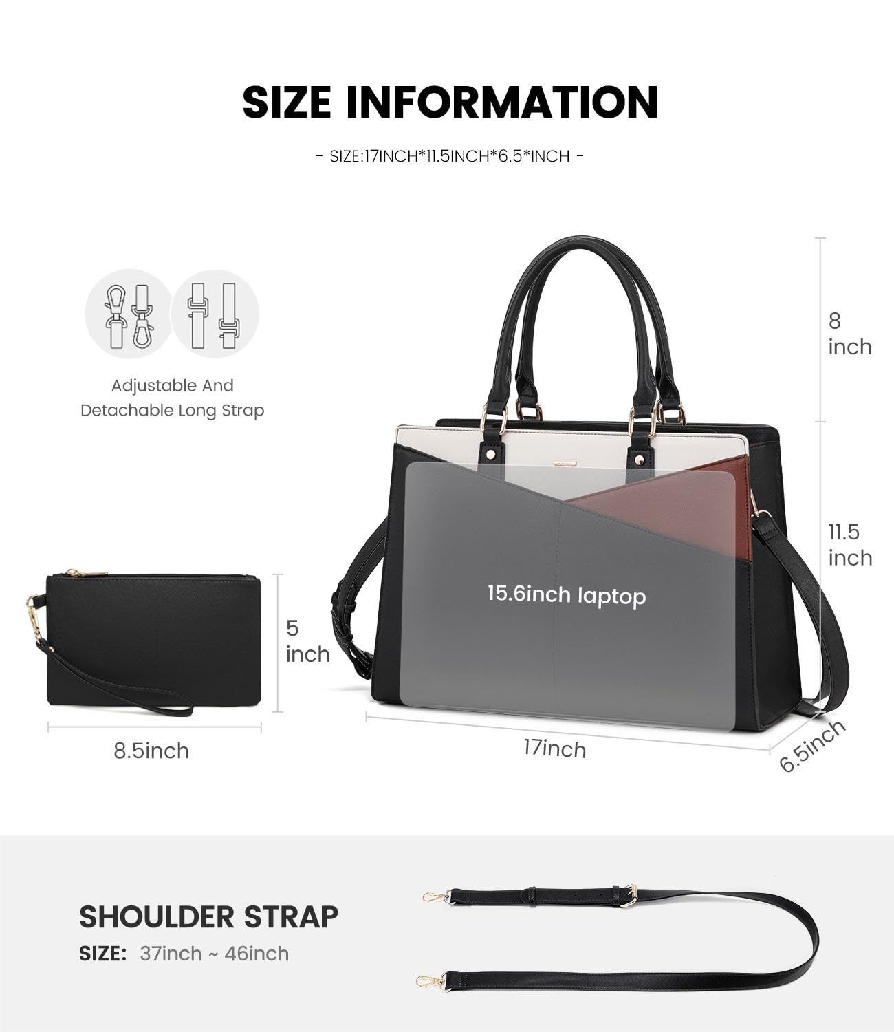 Foto 4 pulgar | Bolso De Mano Para Ordenador Portátil Lovevook De Piel Y Oficina De Negocios Para Mujer - Venta Internacional.