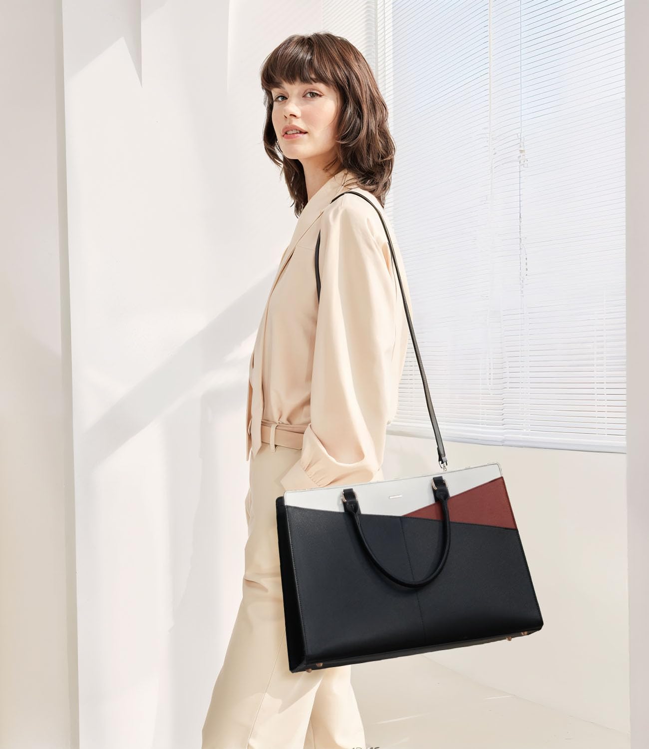 Foto 7 | Bolso De Mano Para Ordenador Portátil Lovevook De Piel Y Oficina De Negocios Para Mujer - Venta Internacional.
