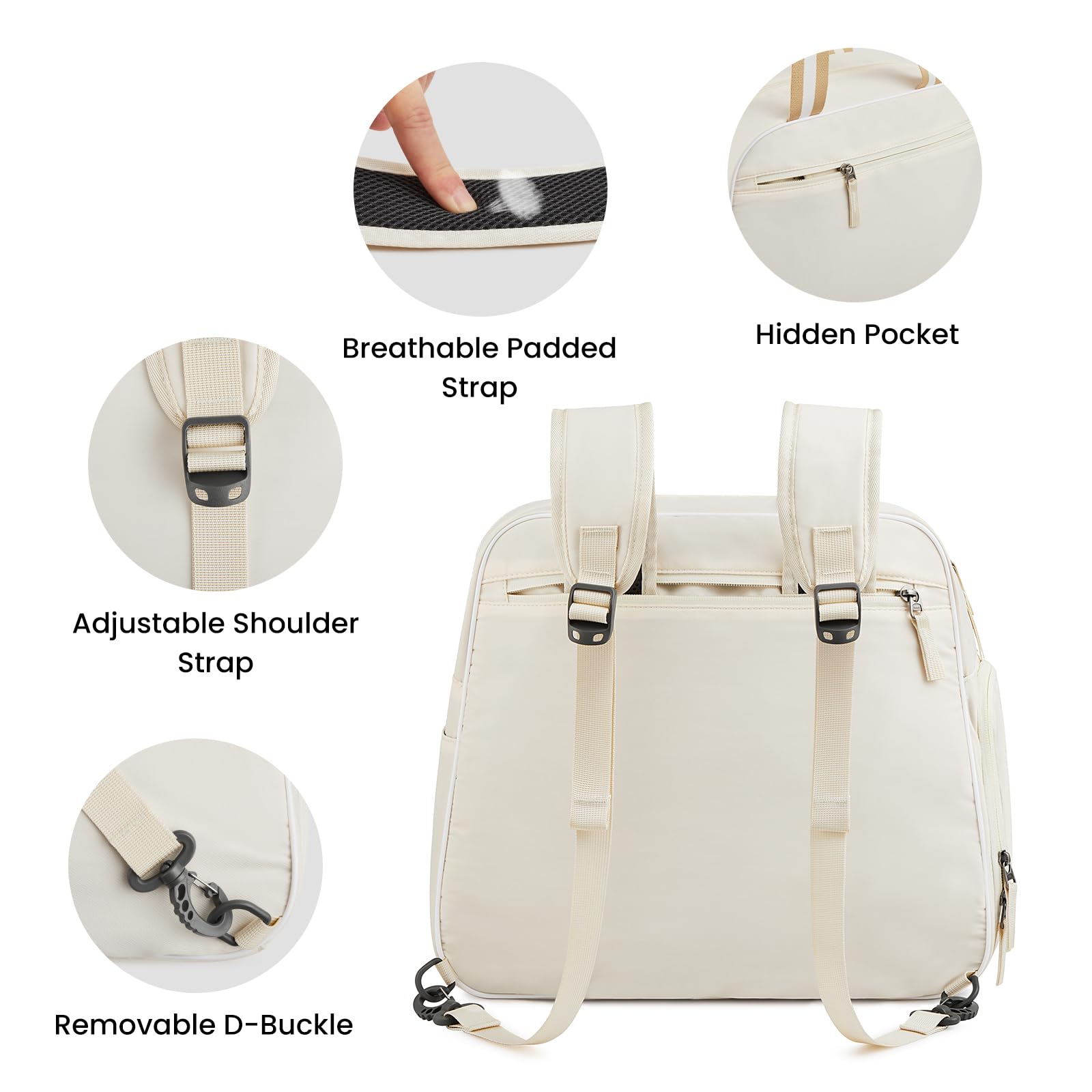 Foto 6 pulgar | Mochila Pickleball Bag G4free, Impermeable, Color Marfil - Venta Internacional.