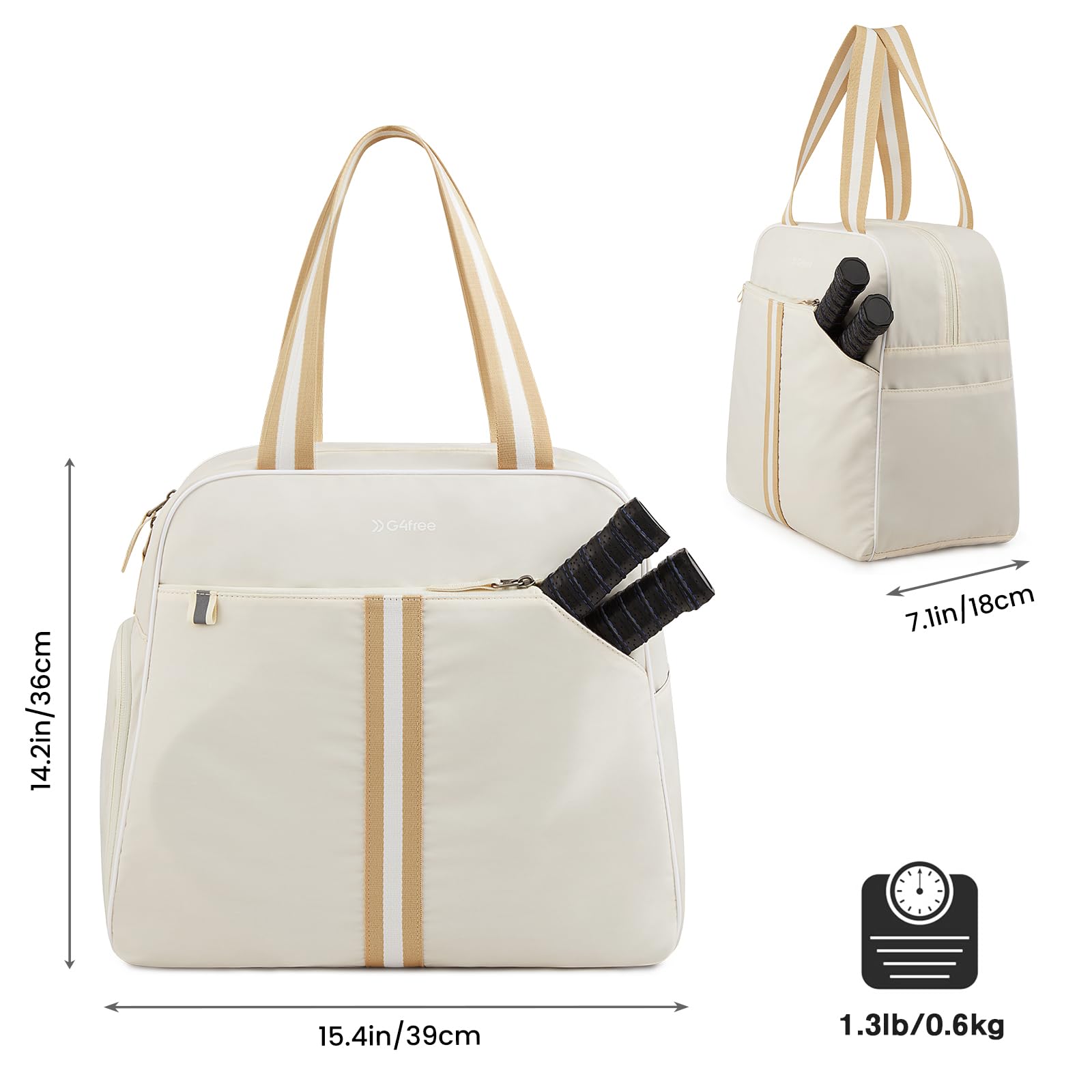 Foto 6 | Mochila Pickleball Bag G4free, Impermeable, Color Marfil - Venta Internacional.