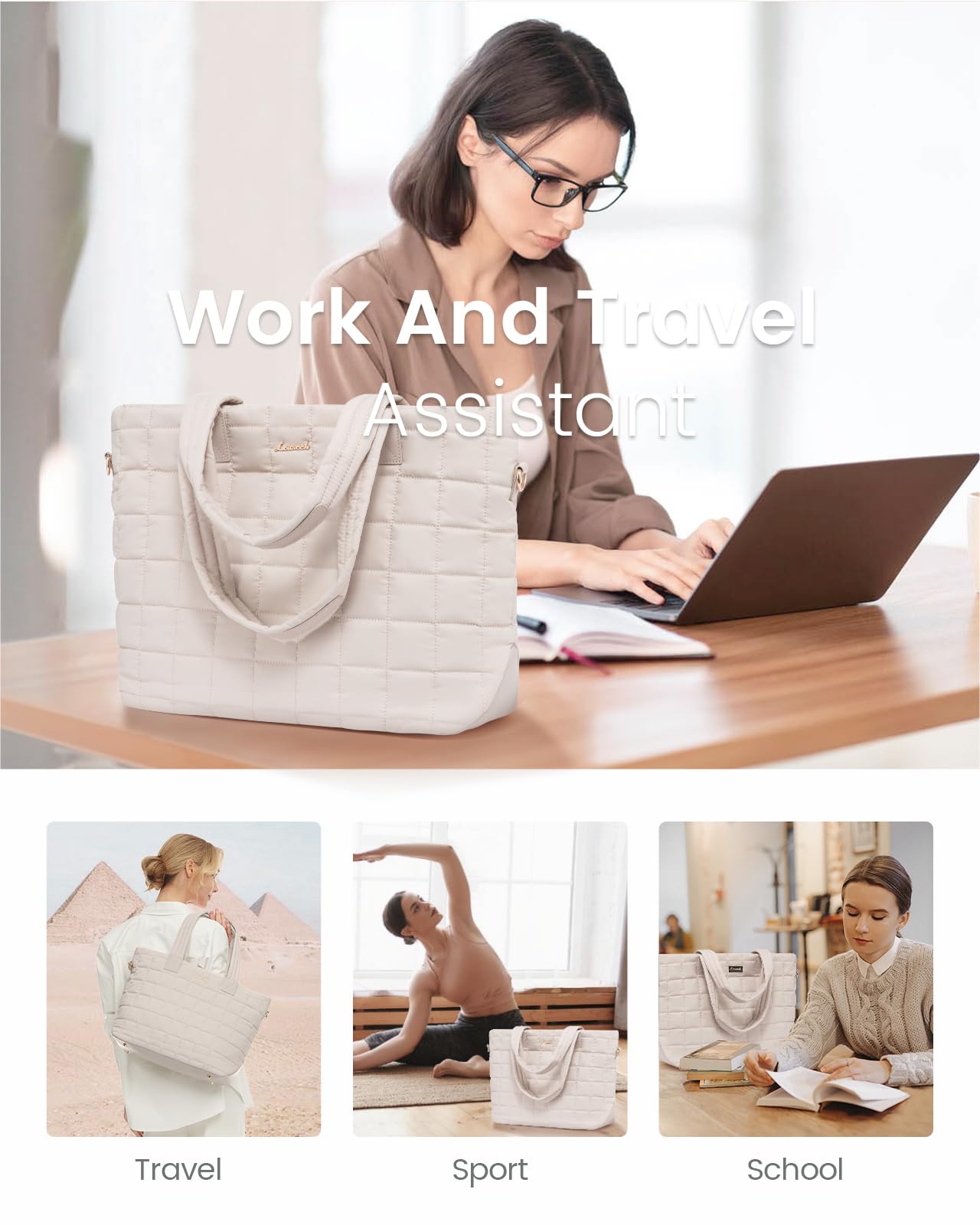 Foto 3 pulgar | Bolso De Mano Lovevook Puffer Para Mujer Con Portátil De 15,6 Pulgadas, Color Marrón - Venta Internacional.