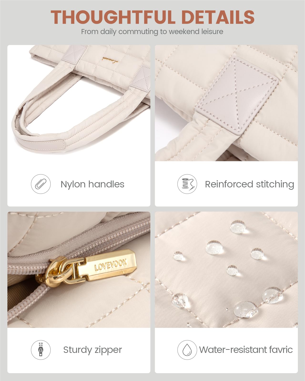 Foto 7 pulgar | Bolso De Mano Lovevook Puffer Para Mujer Con Portátil De 15,6 Pulgadas, Color Marrón - Venta Internacional.
