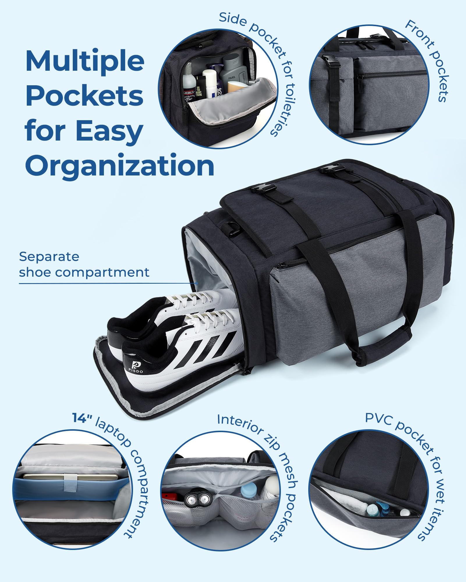 Foto 5 pulgar | Bolsa Deportiva Bagsmart, Bolsa De Gimnasio Para Hombre Con Compartimento Para Portátil - Venta Internacional.
