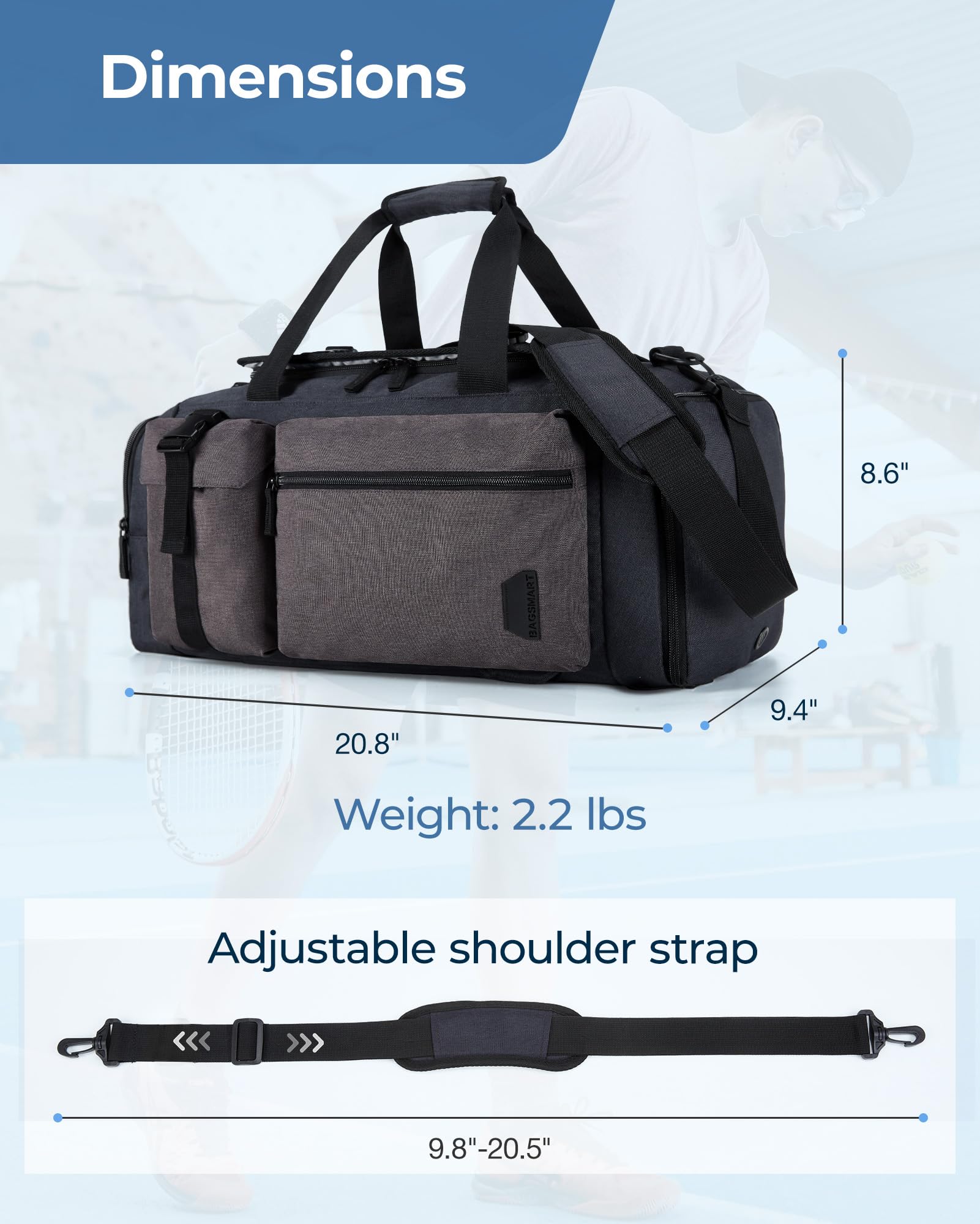 Foto 7 pulgar | Bolsa Deportiva Bagsmart, Bolsa De Gimnasio Para Hombre Con Compartimento Para Portátil - Venta Internacional.
