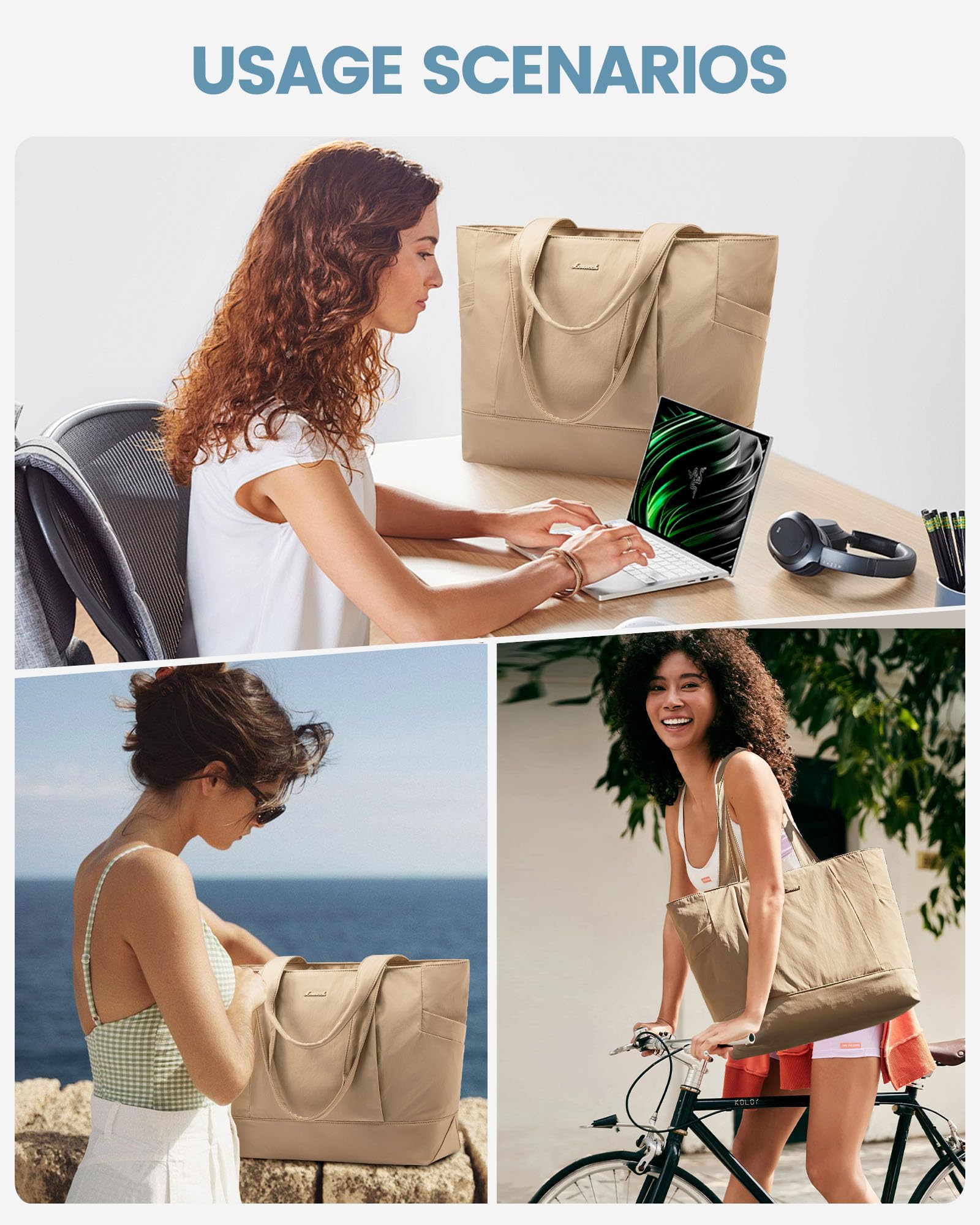 Foto 8 pulgar | Bolso De Mano Lovevook Para Mujer, Trabajo Y Viajes Con Compartimento Para Portátil - Venta Internacional.