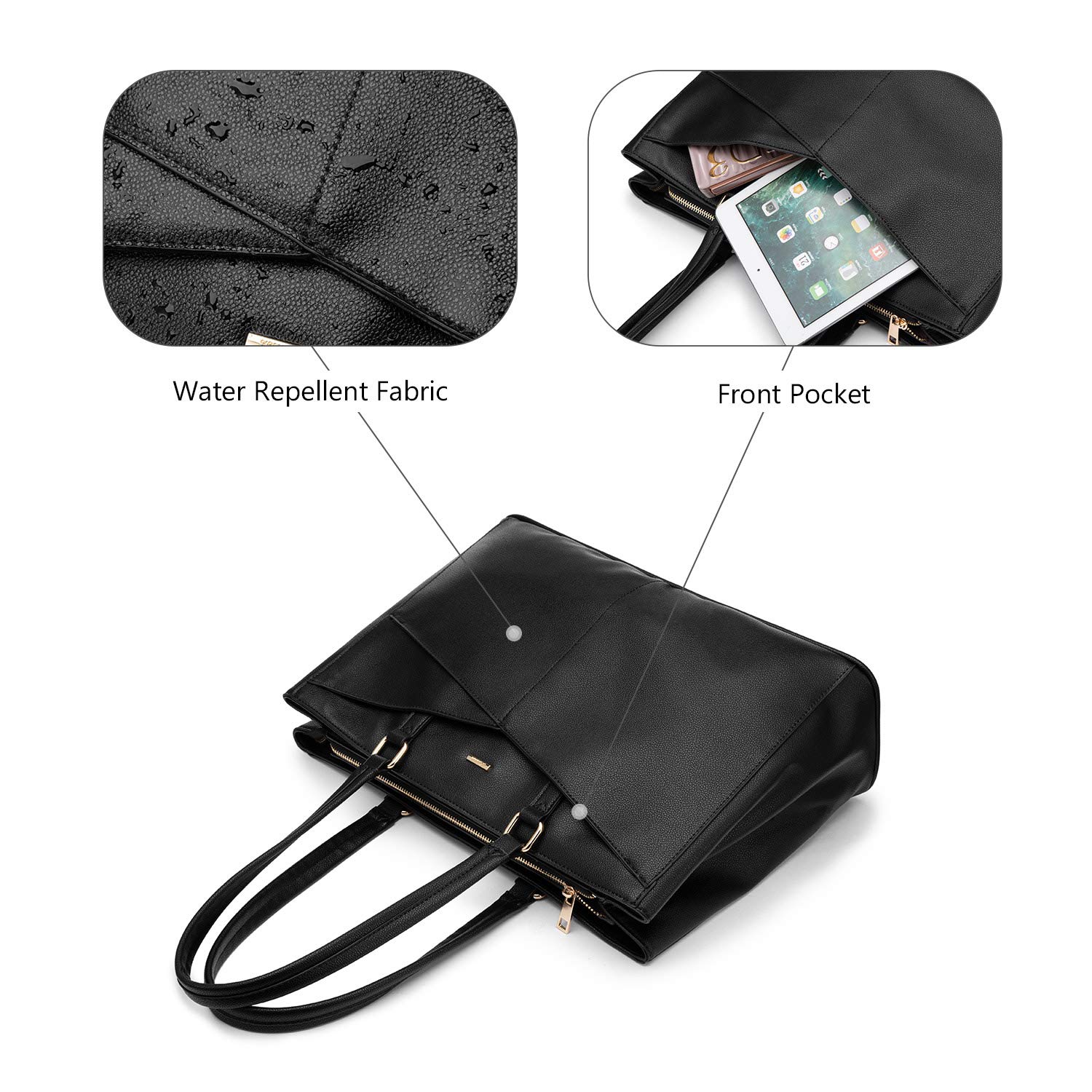 Foto 3 pulgar | Bolso De Mano Para Portátil Lovevook, De Piel Impermeable, 15.6 Pulgadas, Negro, Para Mujer - Venta Internacional.