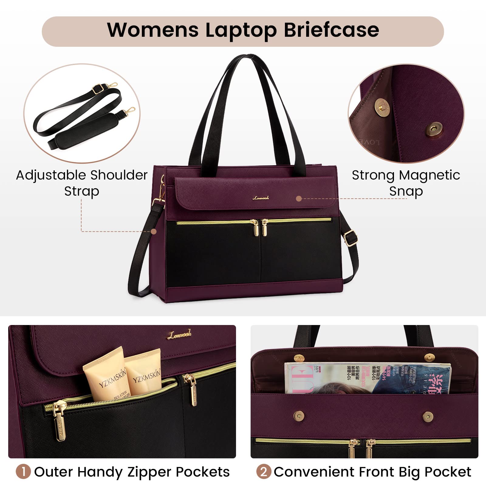 Foto 5 pulgar | Bolsa Para Portátil Lovevook Para Mujer De 15.6 Pulgadas, Piel Impermeable - Venta Internacional.