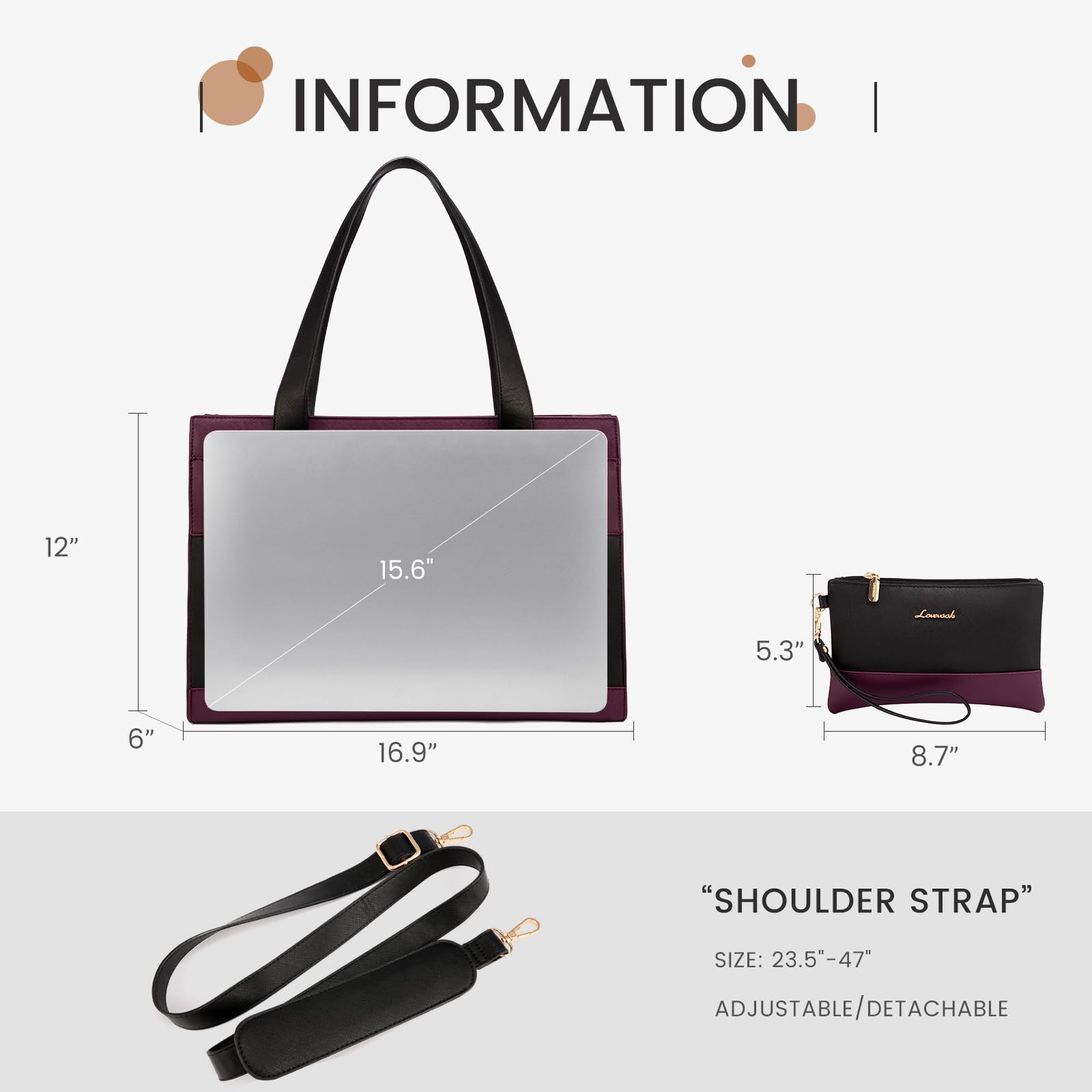 Foto 7 pulgar | Bolsa Para Portátil Lovevook Para Mujer De 15.6 Pulgadas, Piel Impermeable - Venta Internacional.