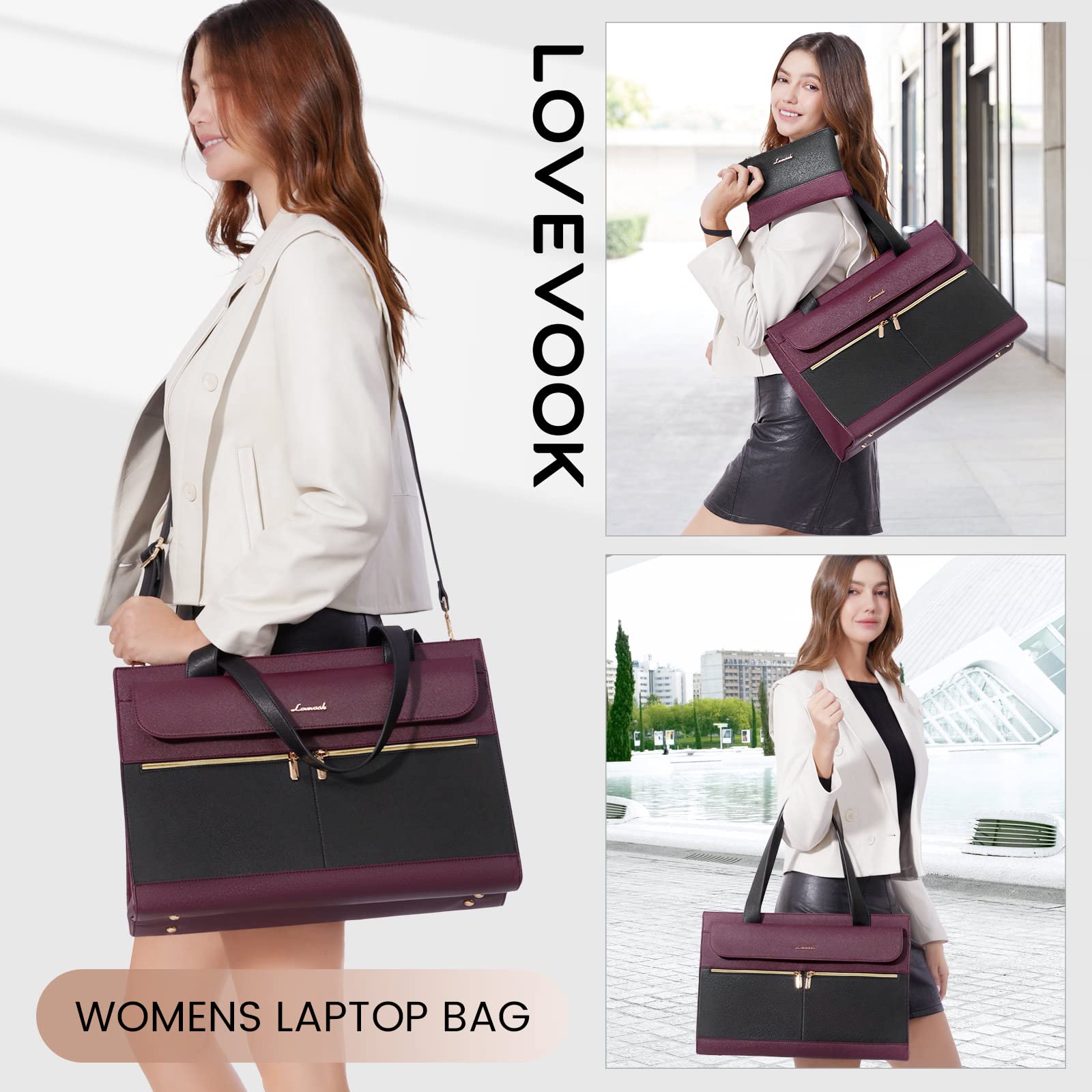 Foto 8 pulgar | Bolsa Para Portátil Lovevook Para Mujer De 15.6 Pulgadas, Piel Impermeable - Venta Internacional.