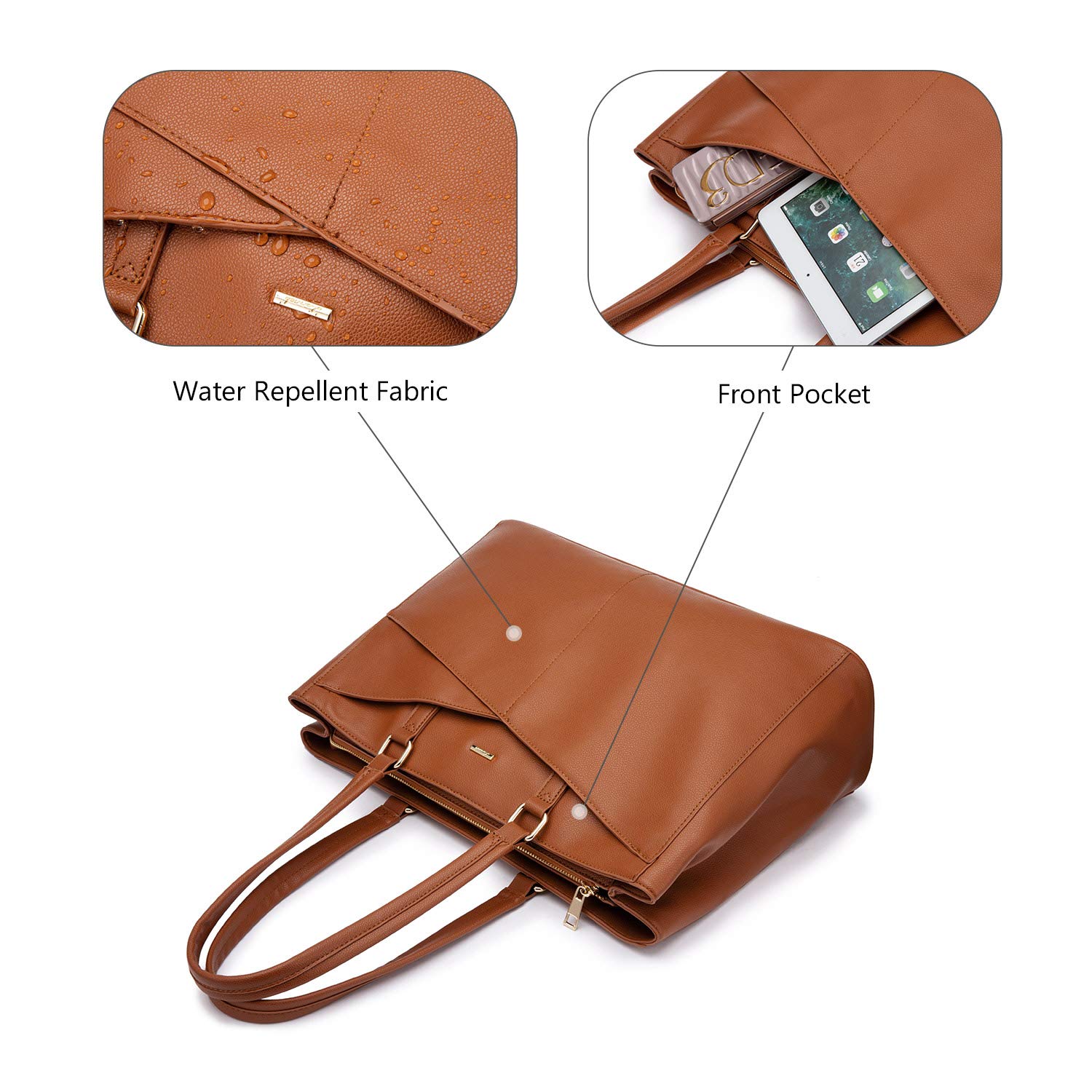Foto 3 pulgar | Bolsa De Mano Para Portátil Lovevook, Piel Impermeable, 15.6 Pulgadas, Marrón - Venta Internacional.