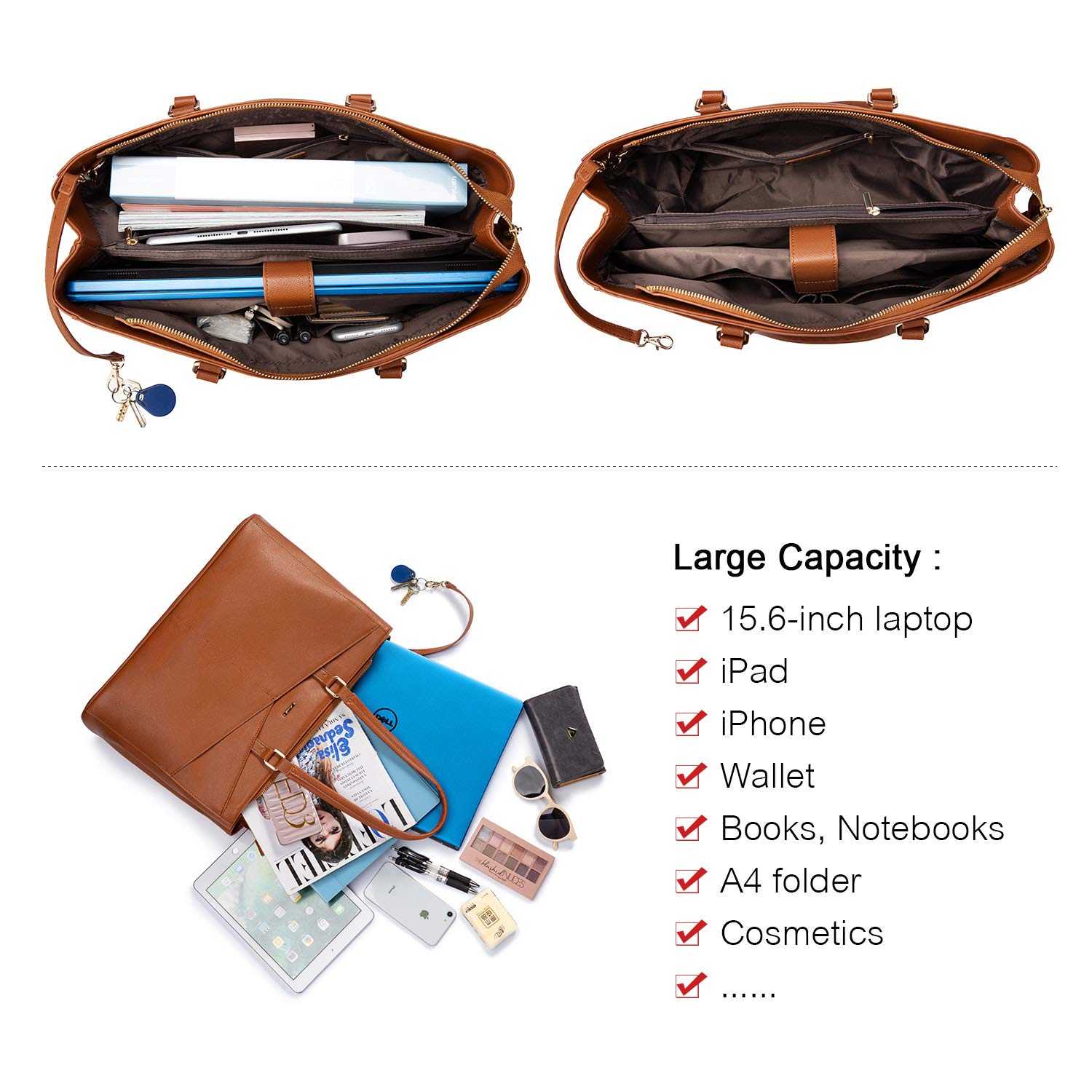 Foto 5 pulgar | Bolsa De Mano Para Portátil Lovevook, Piel Impermeable, 15.6 Pulgadas, Marrón - Venta Internacional.