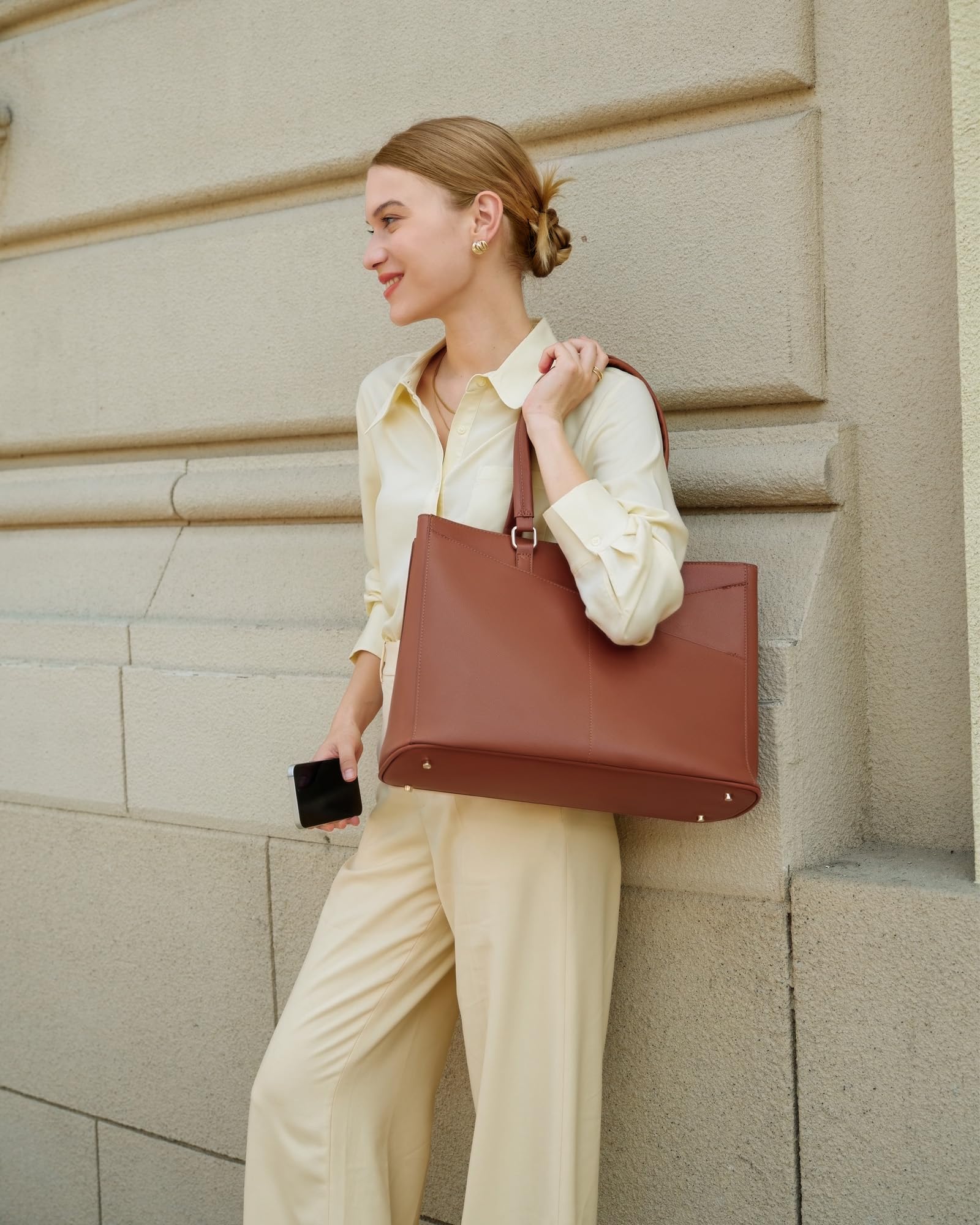 Foto 6 | Bolsa De Mano Para Portátil Lovevook, Piel Impermeable, 15.6 Pulgadas, Marrón - Venta Internacional.