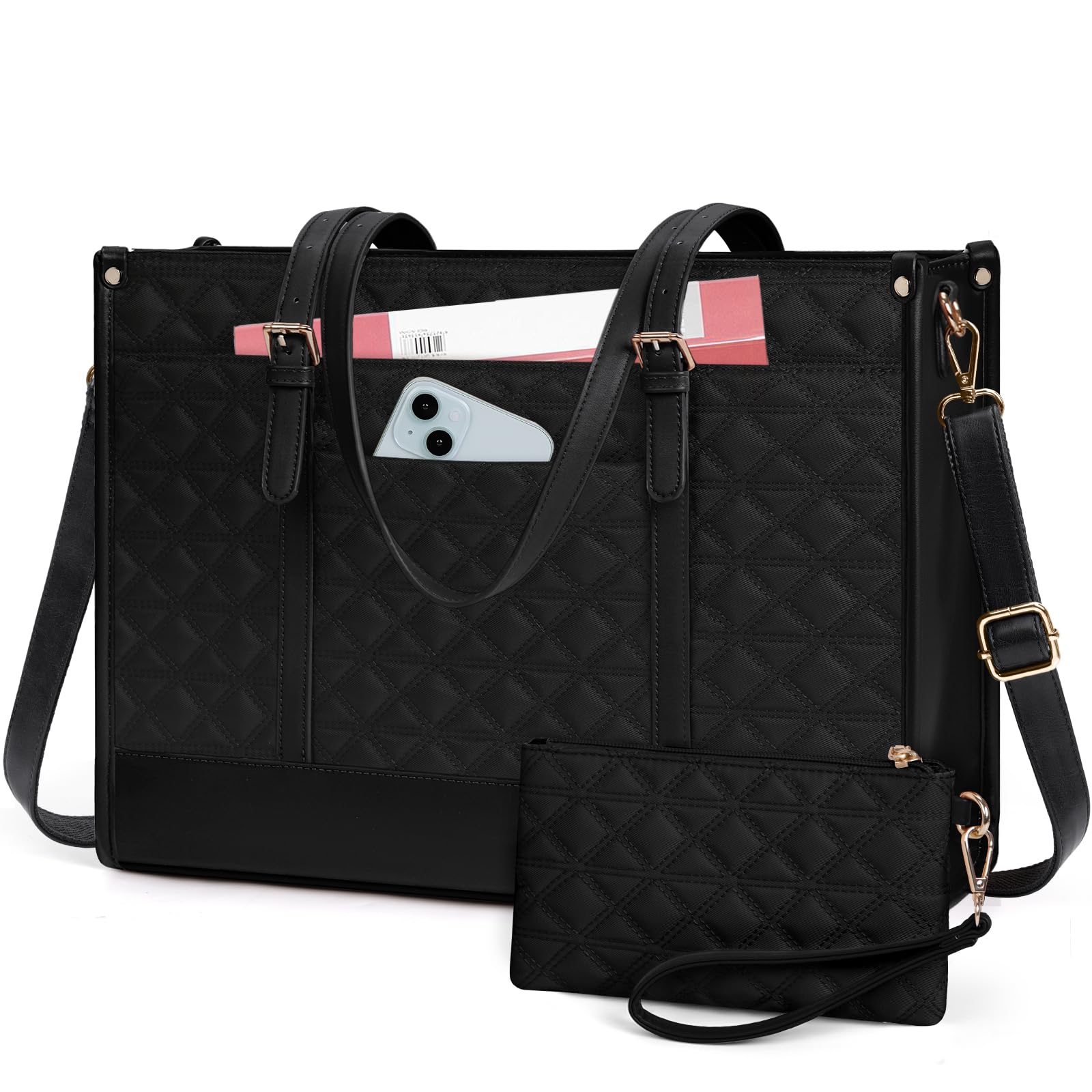Foto 1 | Bolsa Para Portátil Igolumon Para Mujer, 15.6 Pulgadas, Piel Vegana, Color Negro - Venta Internacional.