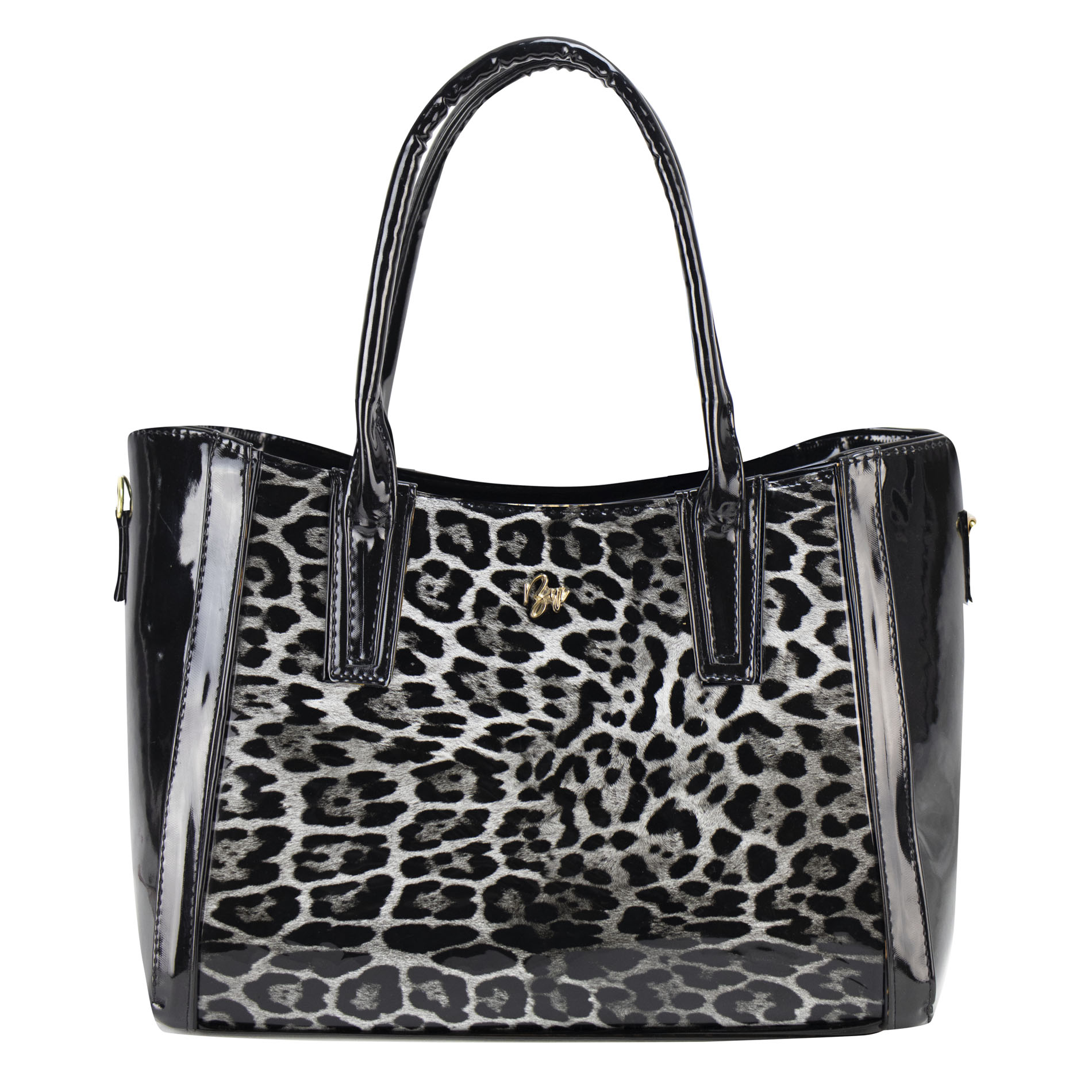 Foto 1 | Bolso Para Dama Blanco Charol Leopardo Negro Sintetico Dayana Nueva Imagen