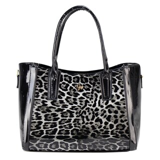 Foto 1 | Bolso Para Dama Blanco Charol Leopardo Negro Sintetico Dayana Nueva Imagen