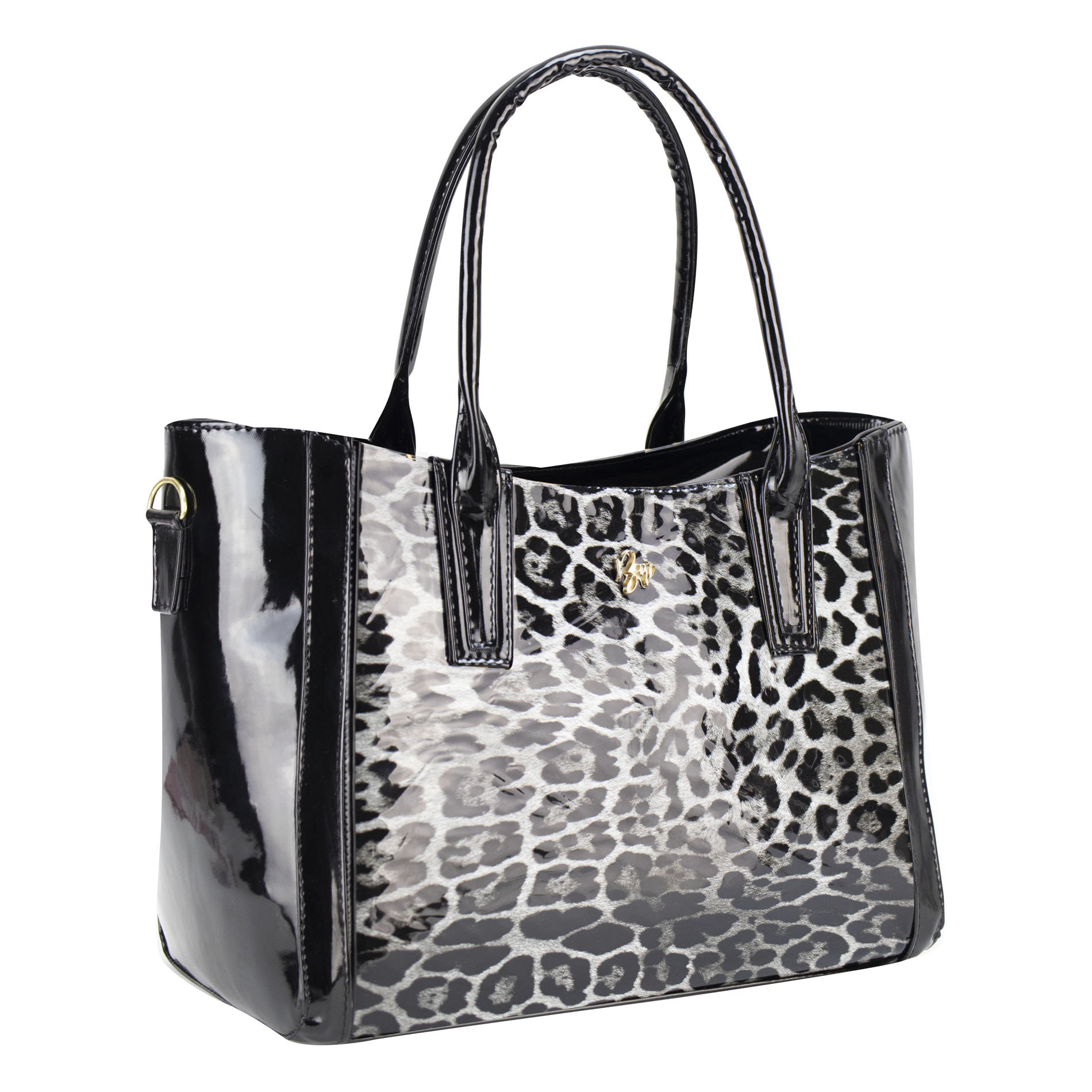 Foto 3 pulgar | Bolso Para Dama Blanco Charol Leopardo Negro Sintetico Dayana Nueva Imagen