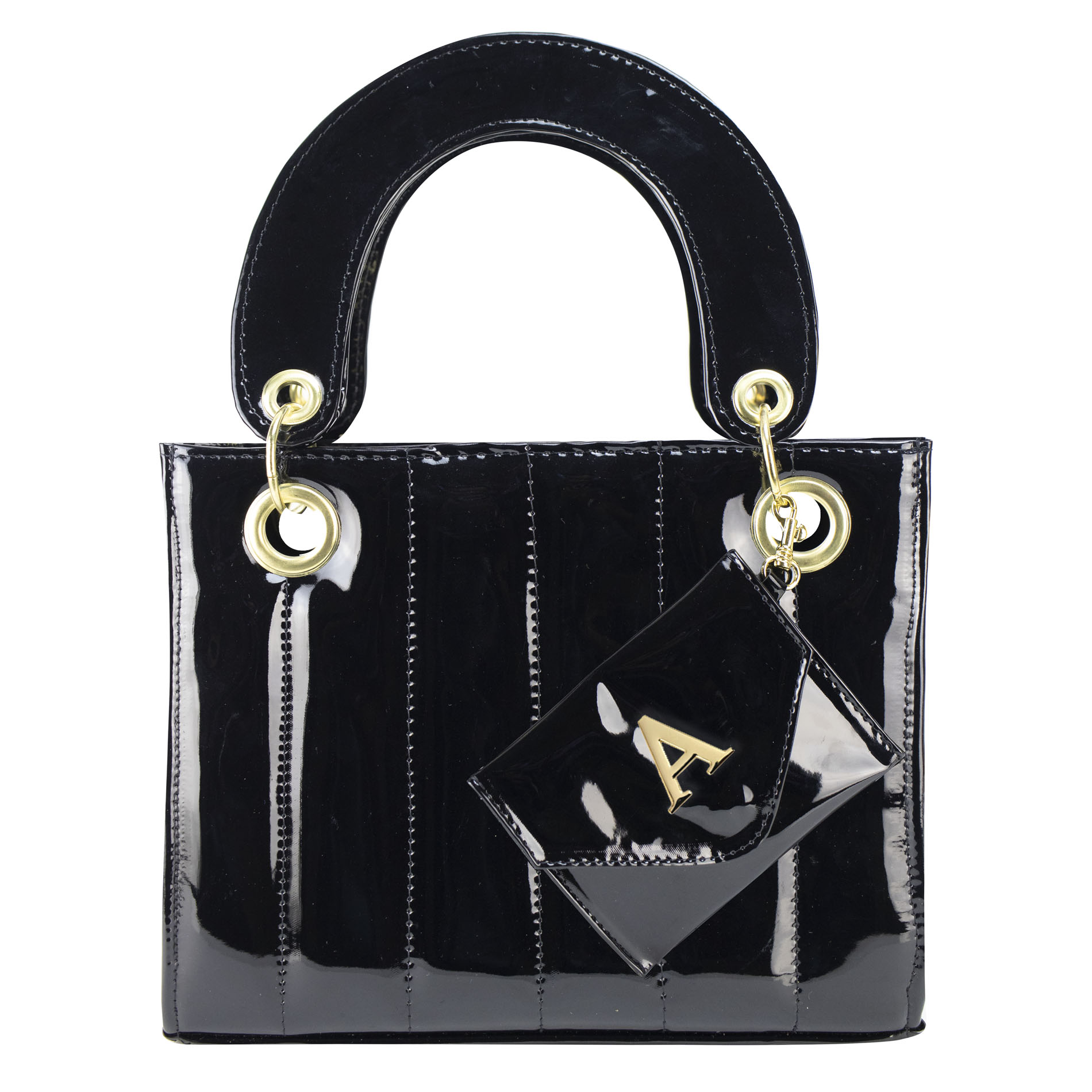 Foto 1 | Bolso Para Dama Negro Charol Capitonado Sintetico Aranza Nueva Imagen