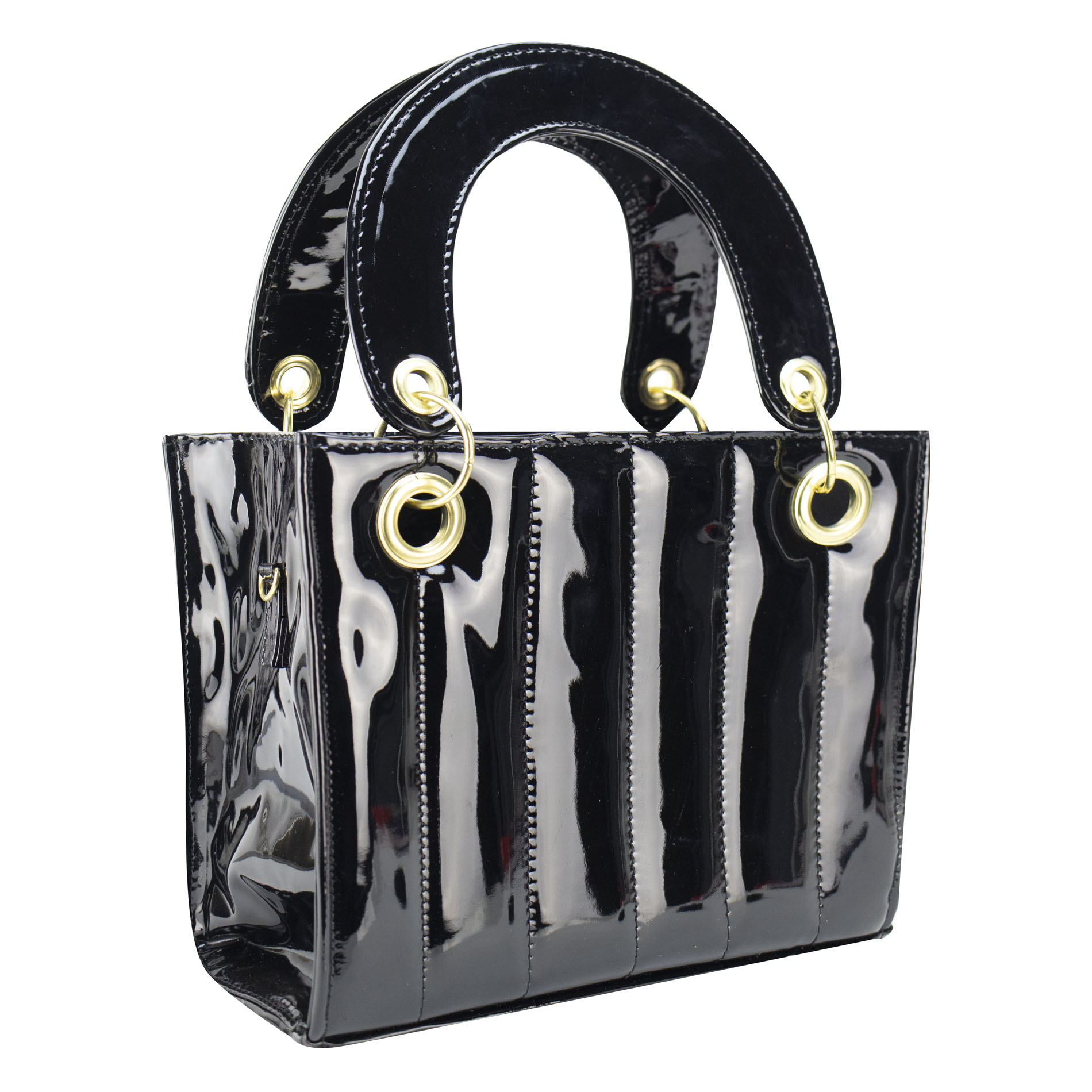 Foto 2 | Bolso Para Dama Negro Charol Capitonado Sintetico Aranza Nueva Imagen