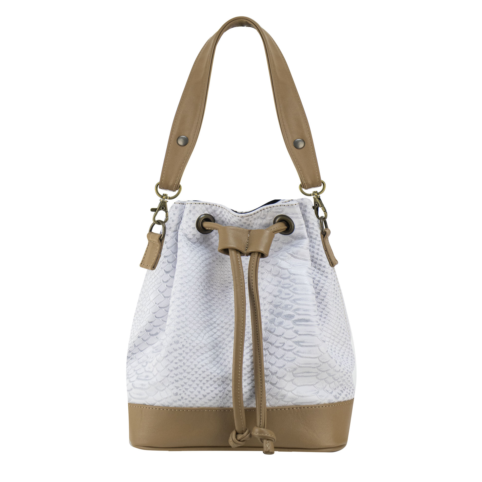 Foto 1 | Bolso Para Dama Blanco Piel Vibora Nuez Piel 100% Mini Emmy Nueva Imagen