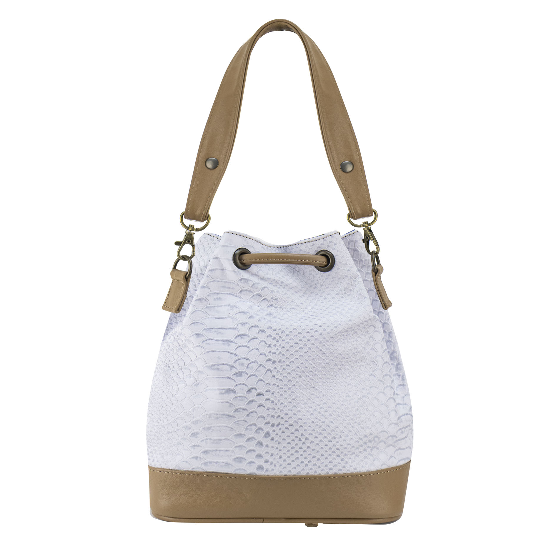 Foto 4 pulgar | Bolso Para Dama Blanco Piel Vibora Nuez Piel 100% Mini Emmy Nueva Imagen