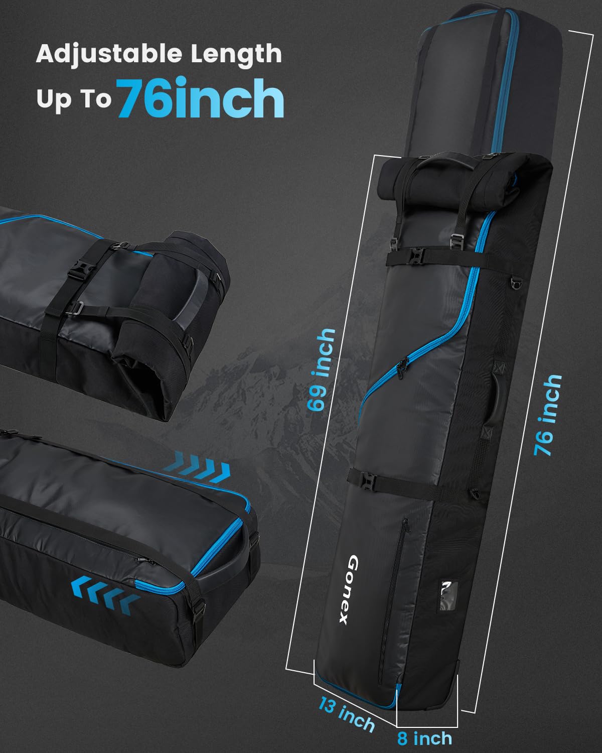 Foto 3 pulgar | Bolsa De Snowboard Gonex Goski-w Con Ruedas De 175 Cm A 190 Cm - Venta Internacional.
