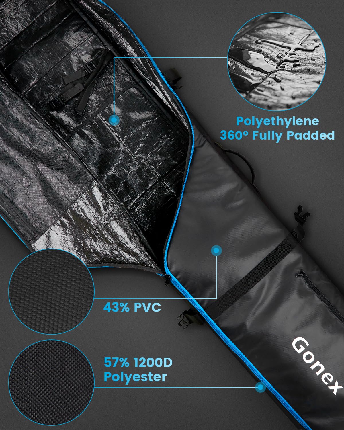Foto 4 pulgar | Bolsa De Snowboard Gonex Goski-w Con Ruedas De 175 Cm A 190 Cm - Venta Internacional.