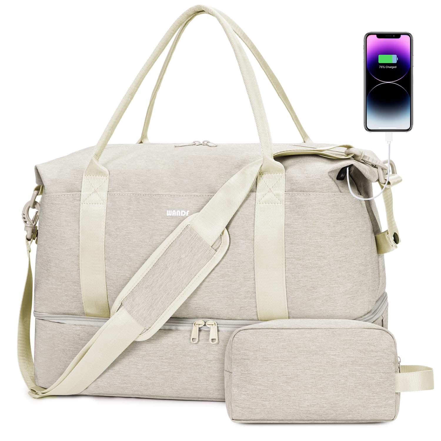 Foto 2 pulgar | Bolsa De Viaje Wandf Para Spirit Airlines Con Puerto Usb, Color Beige - Venta Internacional.