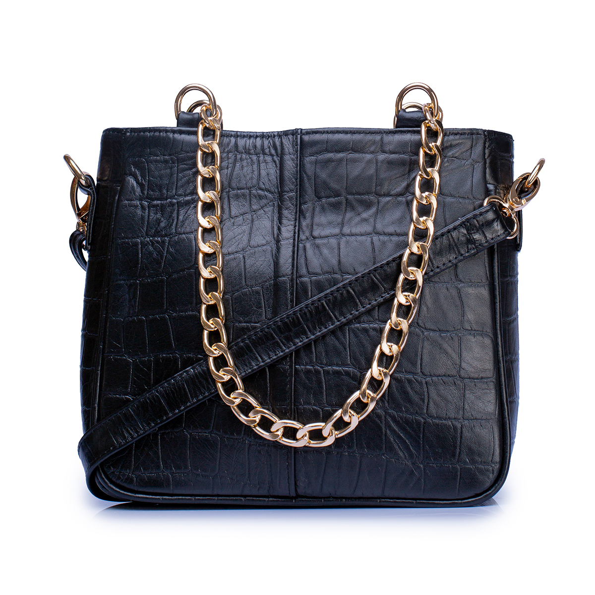 Foto 4 pulgar | Bolsa Castelli Dama Croco Piel Genuina Correa Desmontable