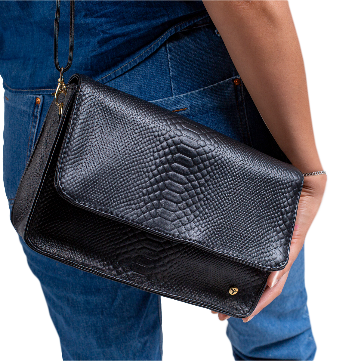 Foto 5 pulgar | Bolsa Castelli Dama Piel Vibora Con Correa Desmontable