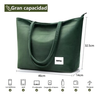 Foto 3 | Bolso Lona Cercanías Mujer Belug Verde Olivo