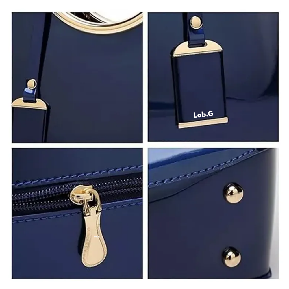Foto 4 pulgar | Bolso De Charol Brillante Lab.g   Azul Marino