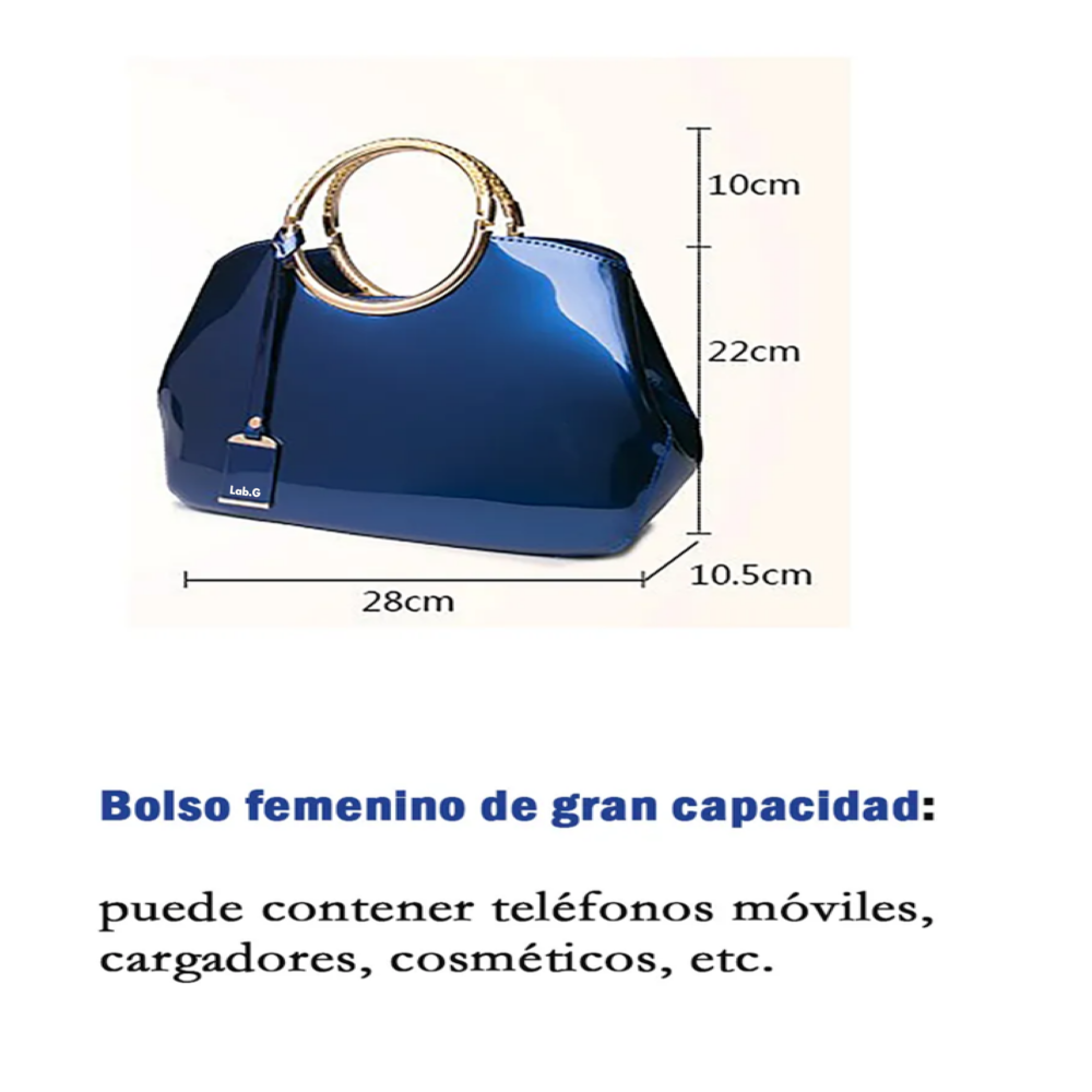 Foto 5 | Bolso De Charol Brillante Lab.g   Azul Marino