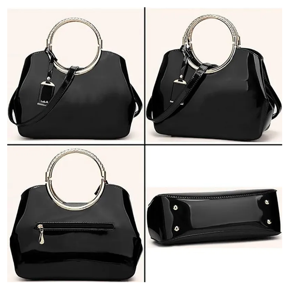 Foto 5 pulgar | Bolso De Charol Brillante Lab.g  Negro