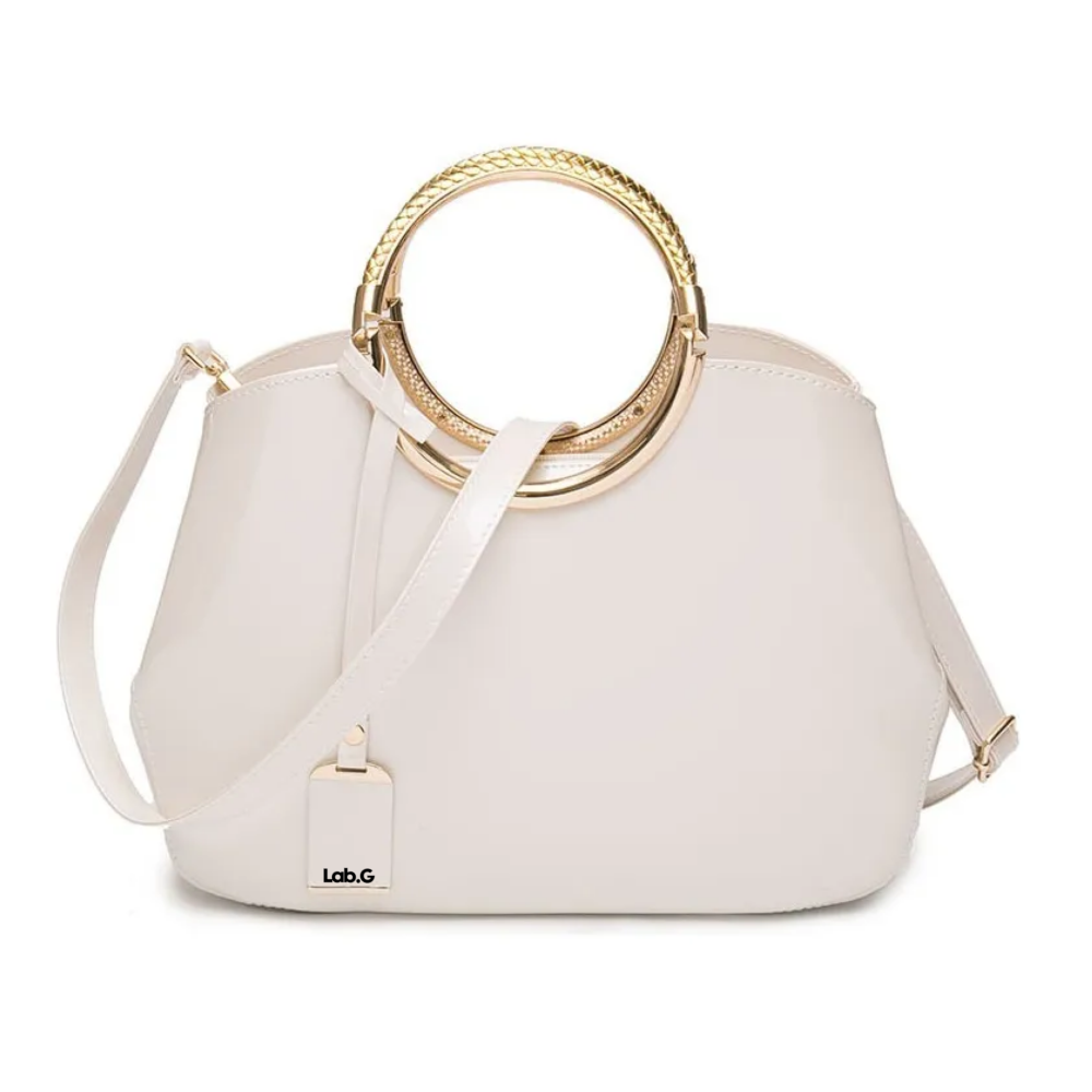 Foto 2 pulgar | Bolso De Charol Brillante Lab.g  Beige