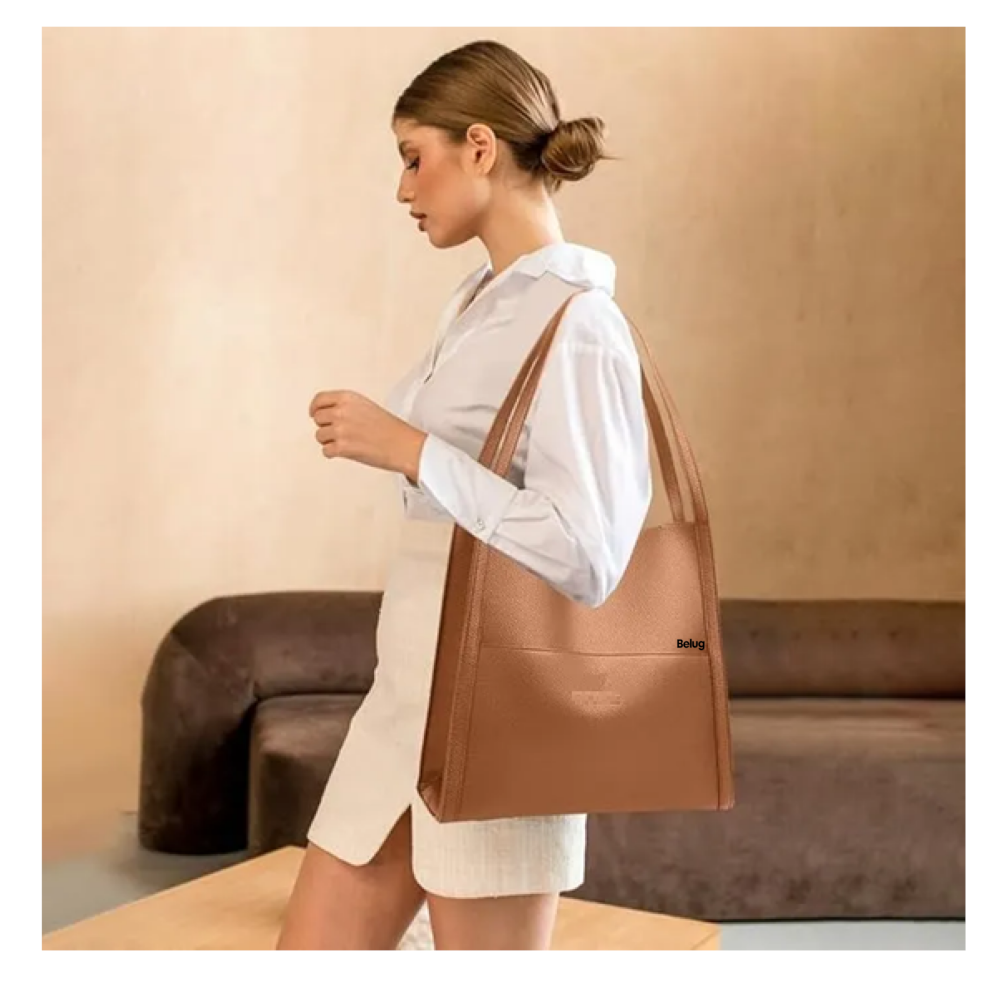 Foto 5 pulgar | Bolso Para Mujer De Cuero Bolsa Tote Belug  Café