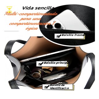 Foto 5 | Bolso Para Mujer De Cuero Bolsa Tote Belug Café