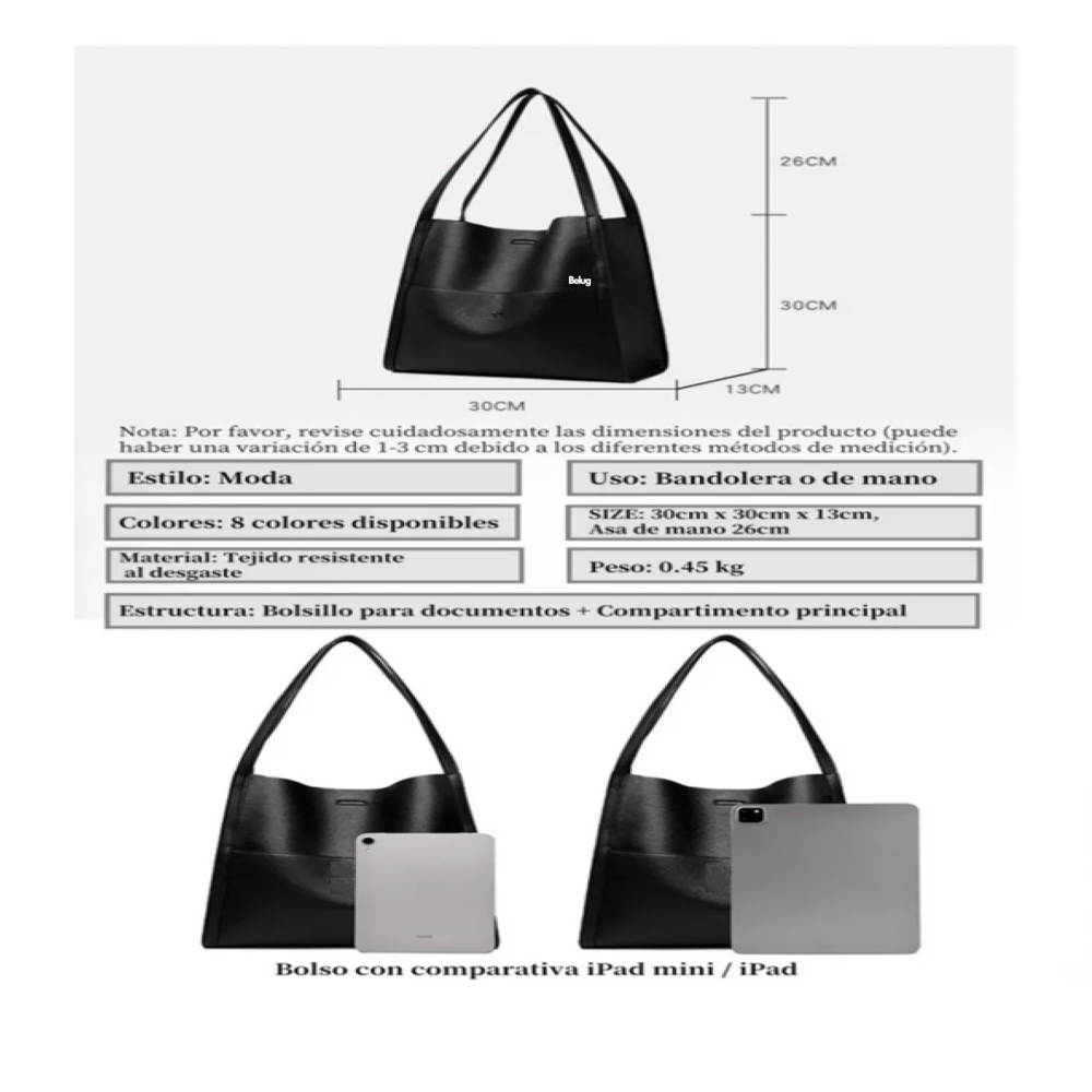 Foto 3 pulgar | Bolso Para Mujer De Cuero Bolsa Tote Belug  Rojo